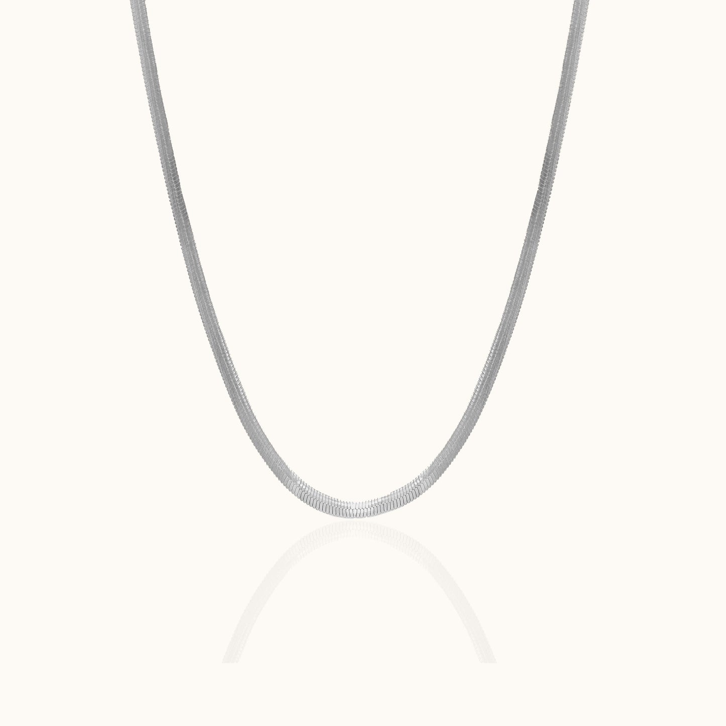 Silver Flat Herringbone Snake Chain Necklace