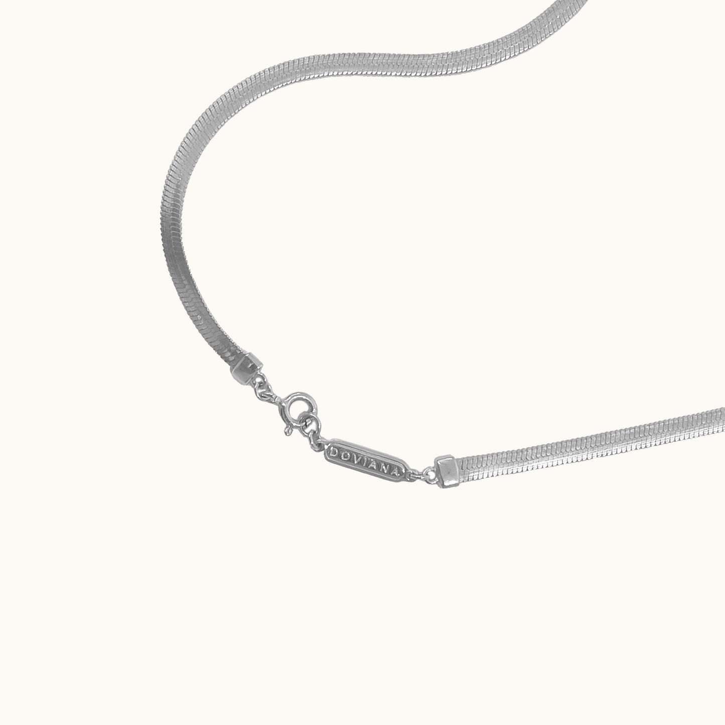 Silver Flat Herringbone Snake Chain Necklace