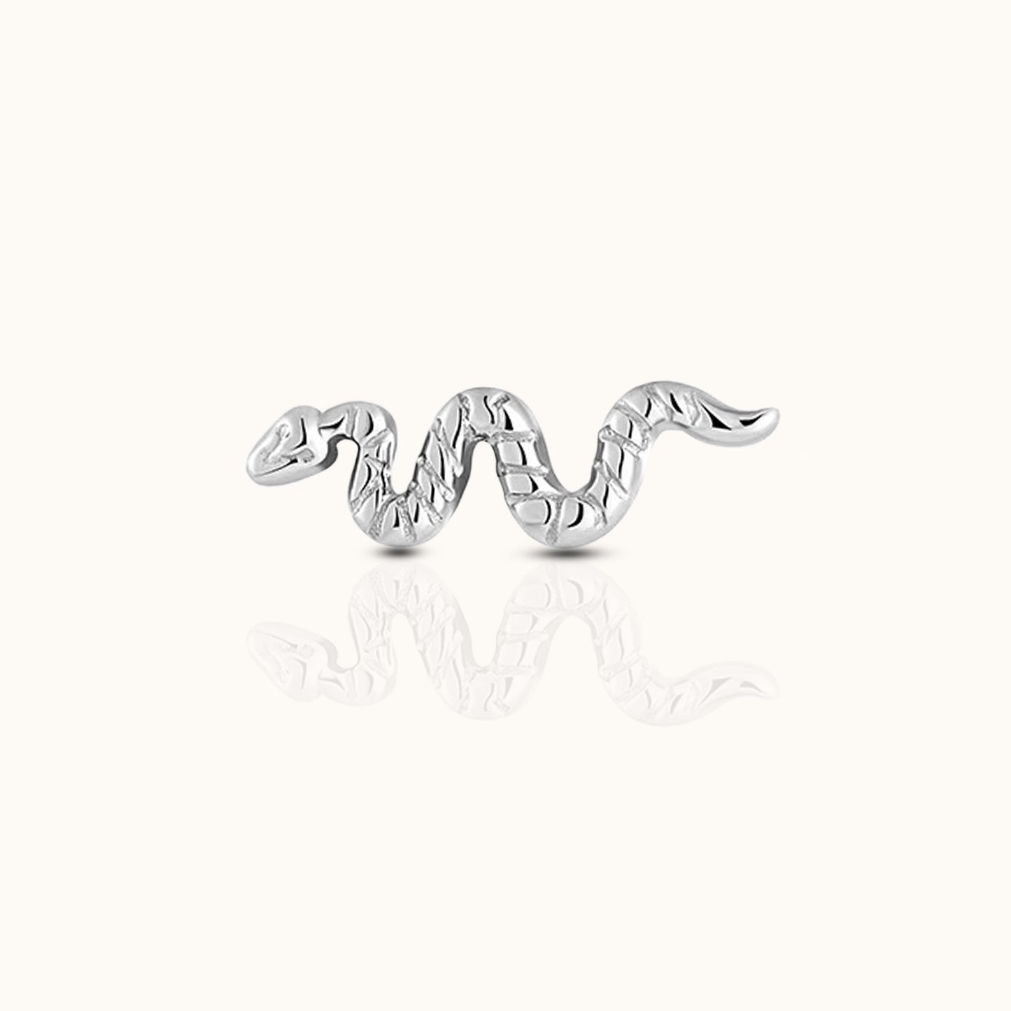 Snake Coiled Cobra Textured Serpent Threadless Labret Titanium Flat Back Earring