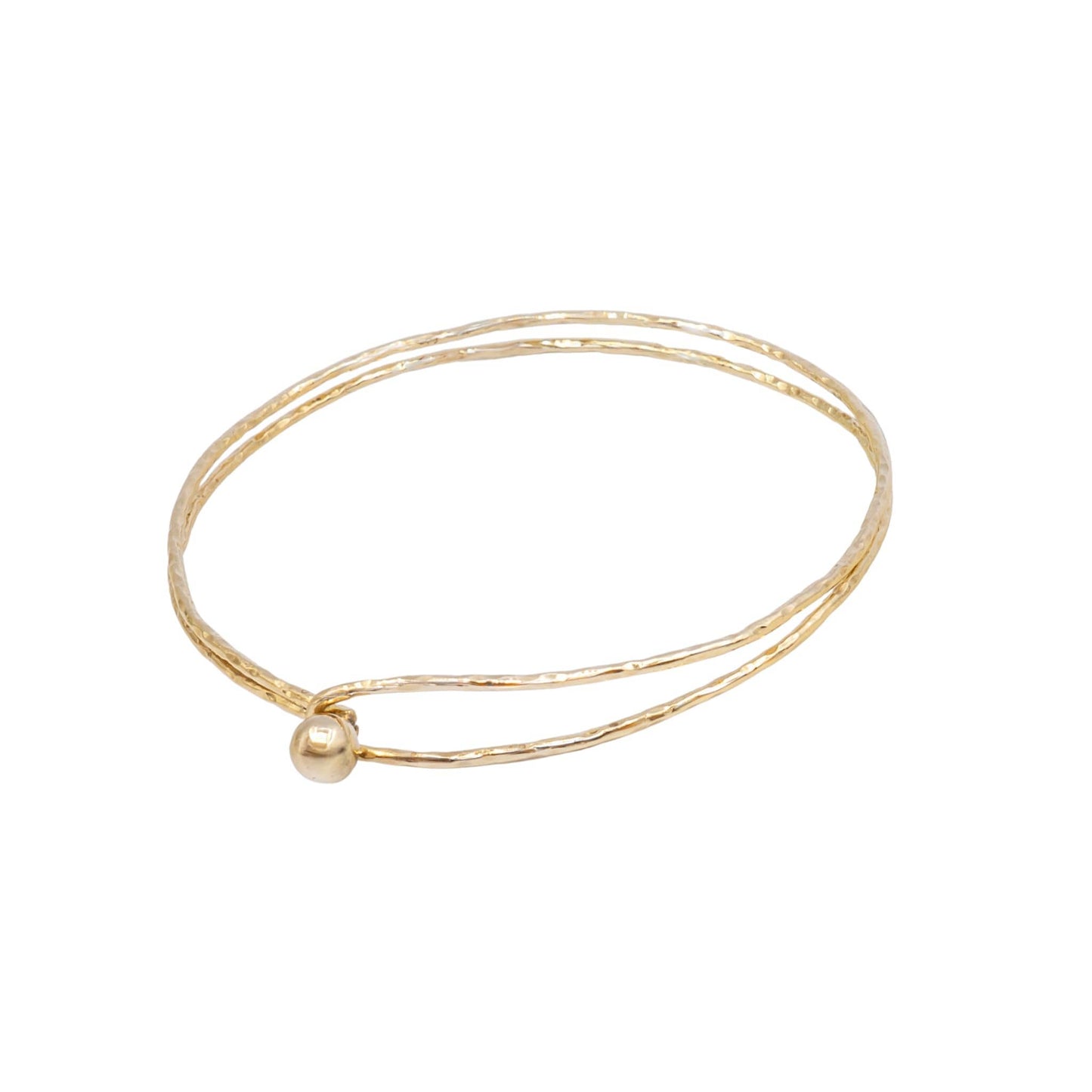 Sola sphere ball brass choker necklace worn on neck showing sphere detail