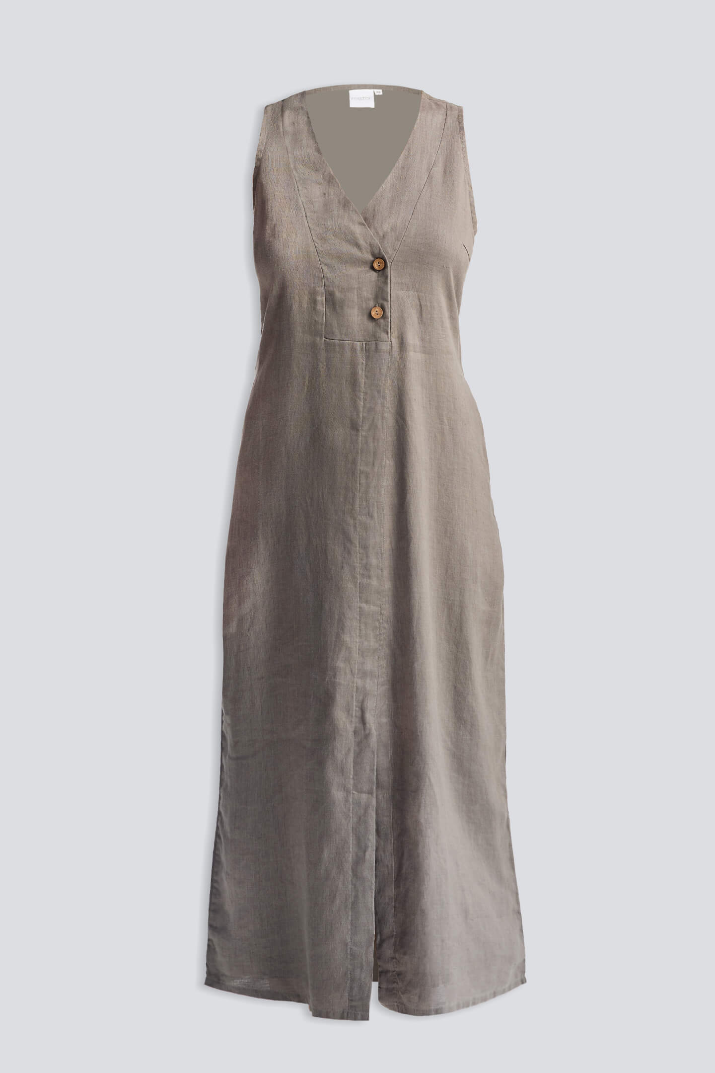 Straight Dress with Front Slit in Dark Green Hemp Flat Lay