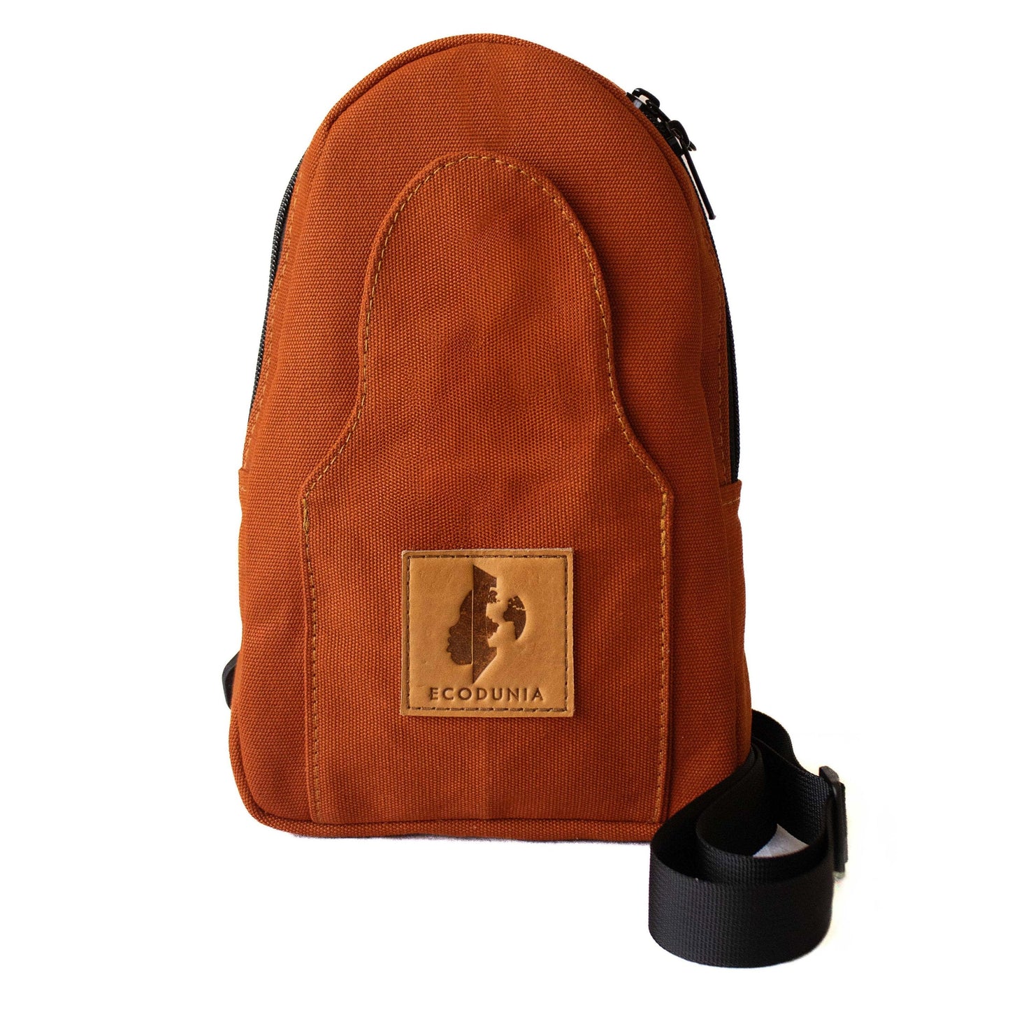 Buru canvas sling bag in rust — sustainable handmade crossbody #color_rust