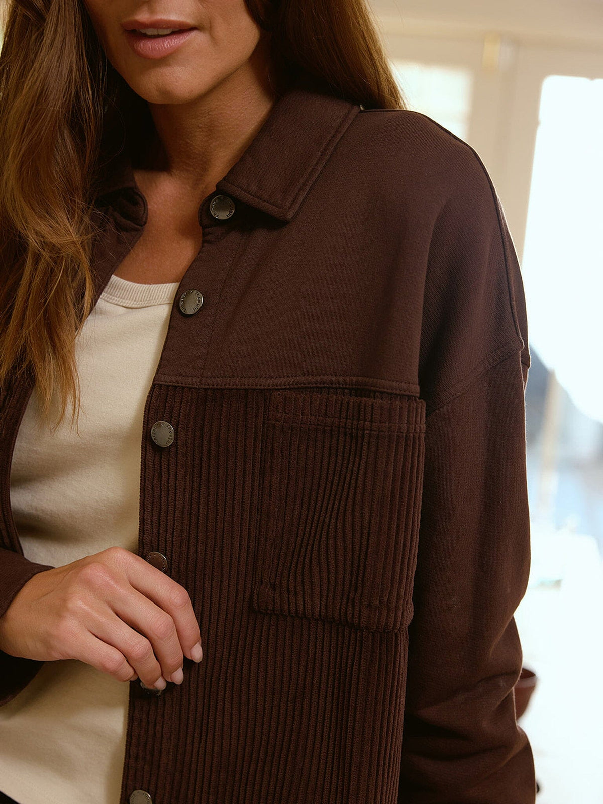 Peggy Terry Corduroy Mix Button-Down