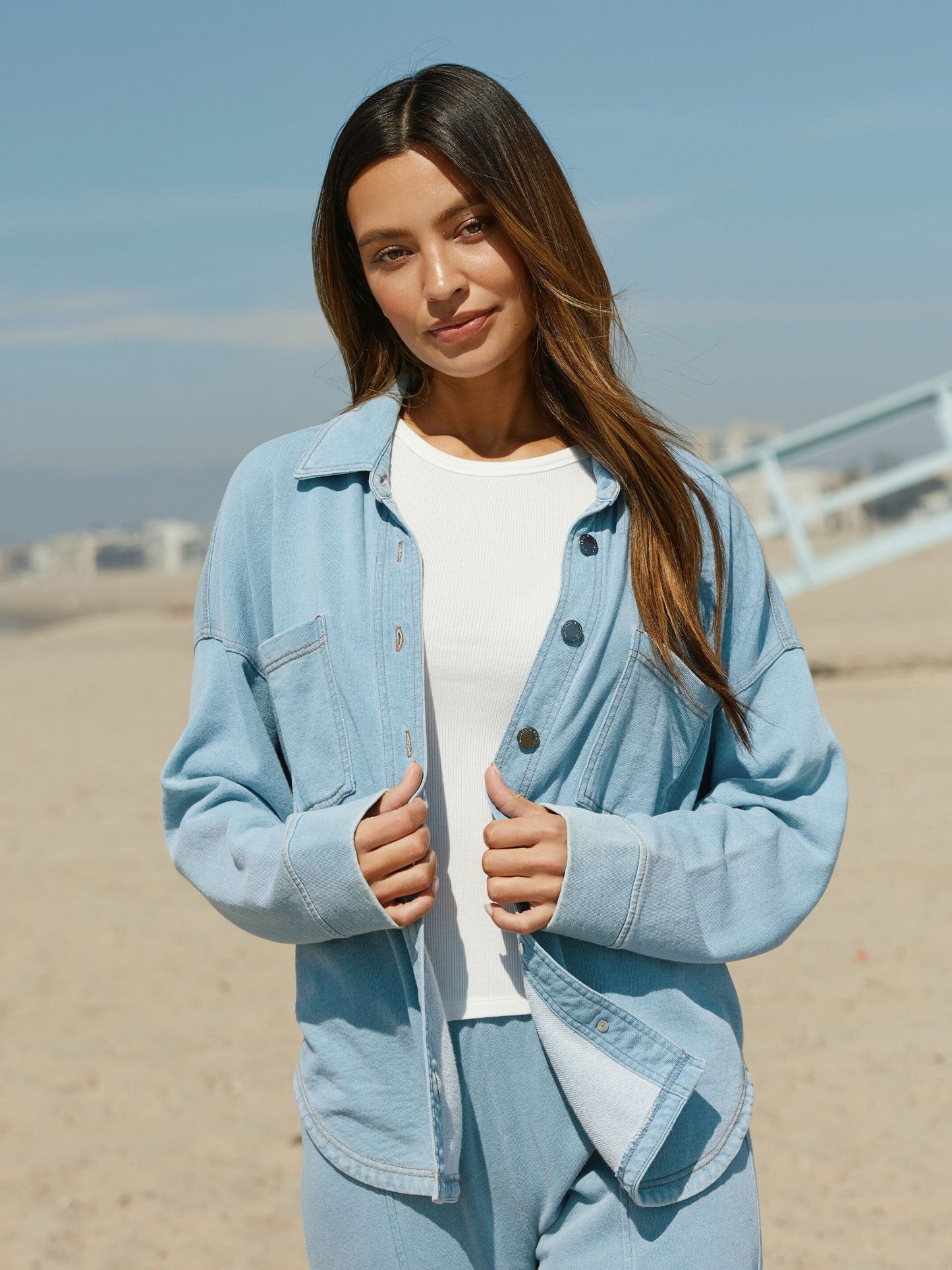 Blaire Denim Terry Button-Down