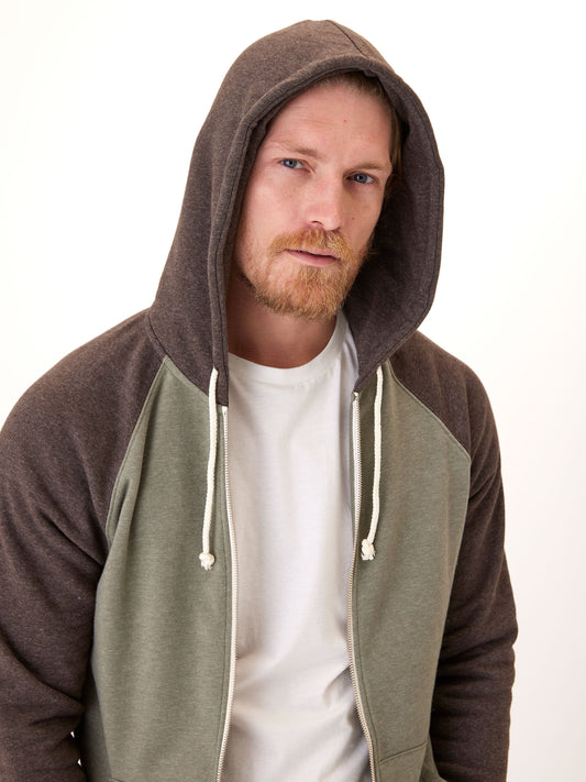 Triblend Raglan Colorblock Zip Fleece Hoodie
