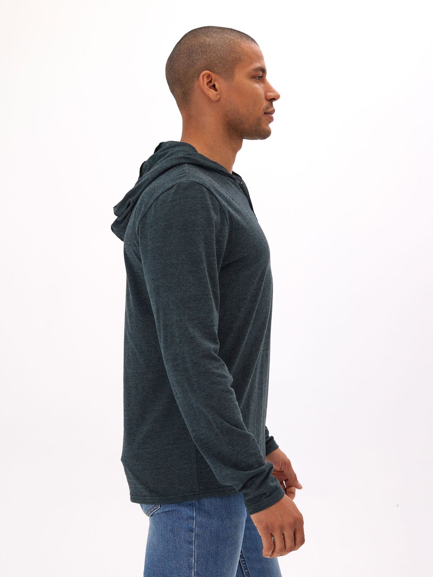 Black Fleck Triblend Henley Hoodie