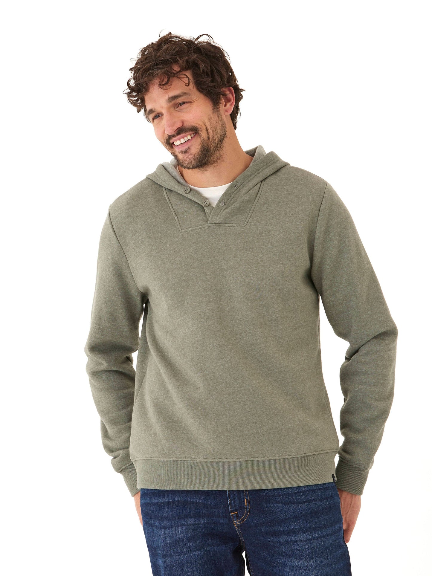 Kieran Triblend Fleece Henley Hoodie