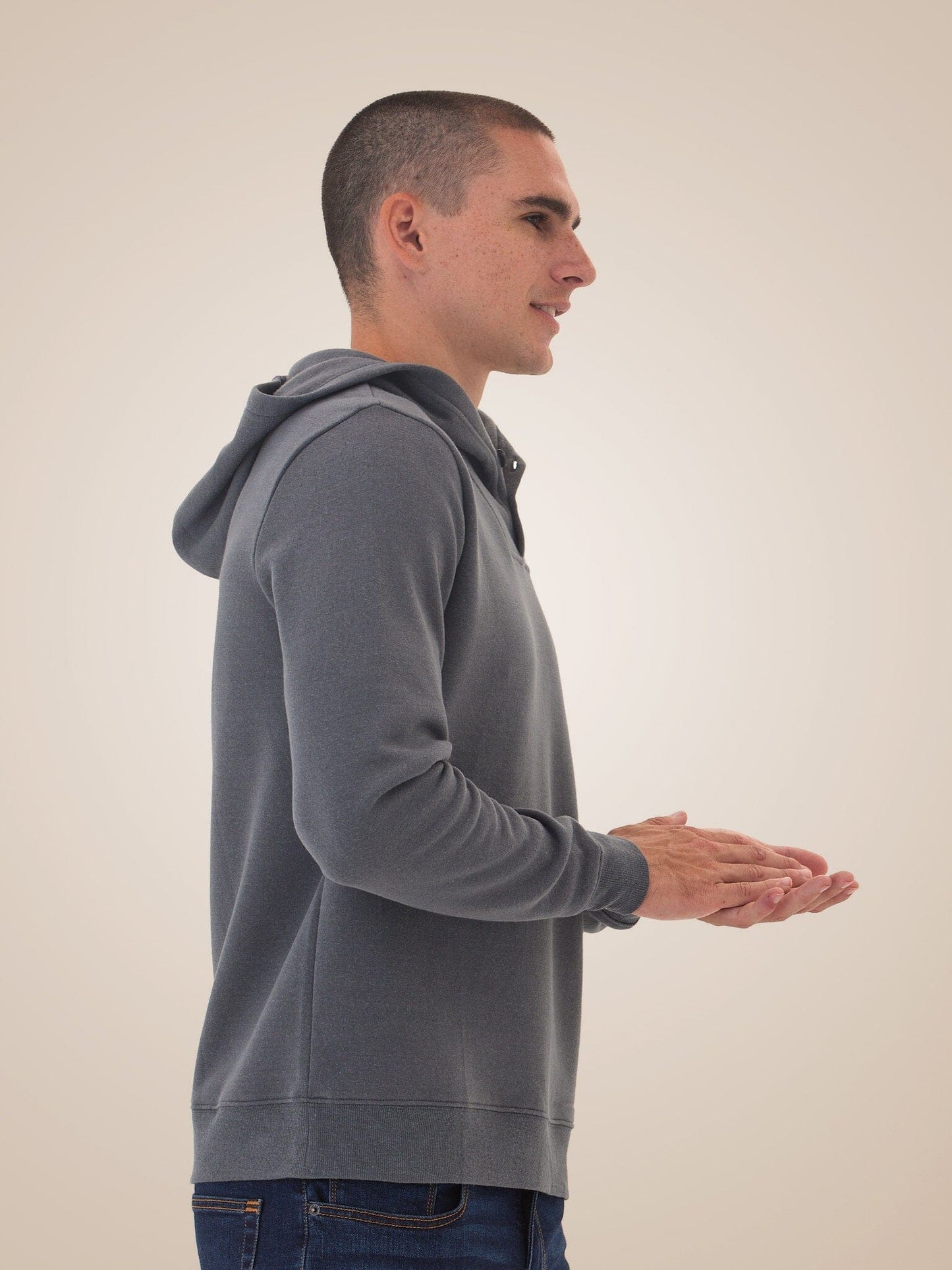 Kieran Triblend Fleece Henley Hoodie