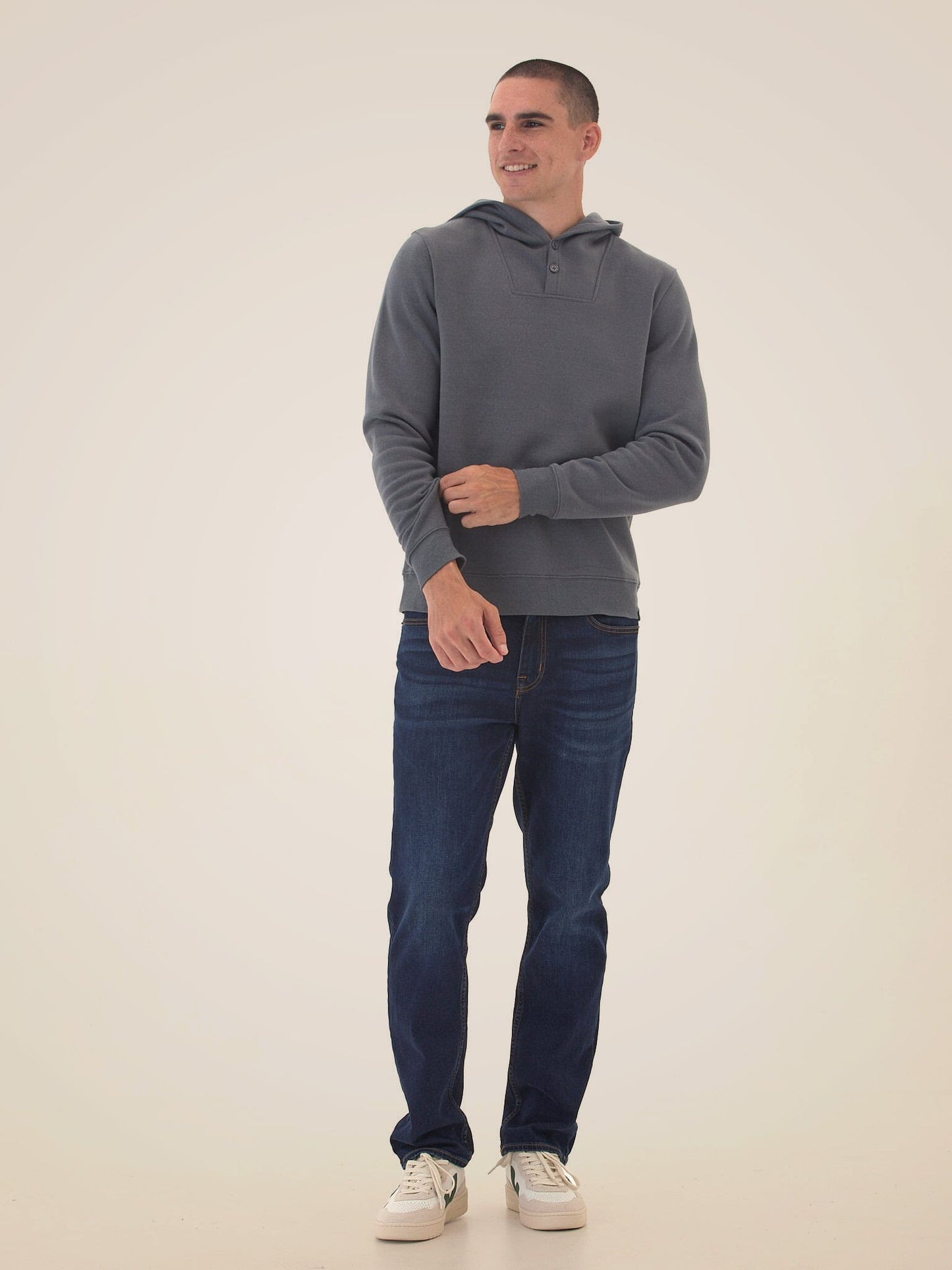 Kieran Triblend Fleece Henley Hoodie