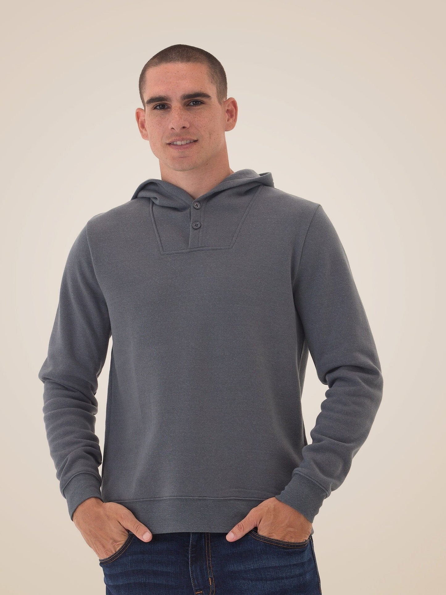 Kieran Triblend Fleece Henley Hoodie