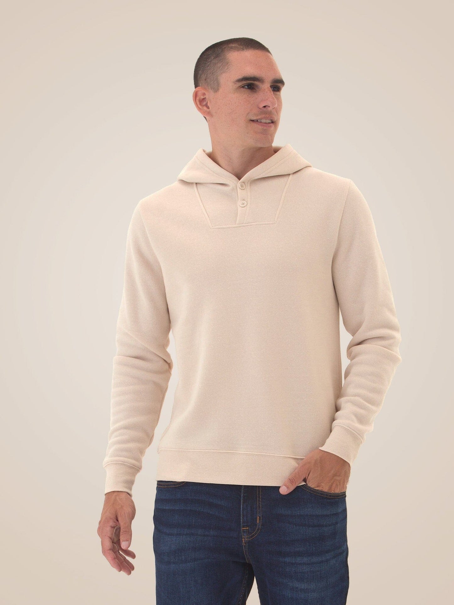 Kieran Triblend Fleece Henley Hoodie