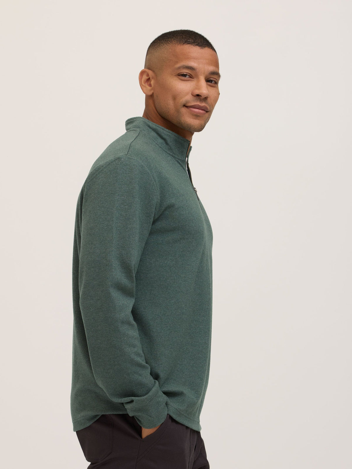 Kace Brushed Jacquard Quarter Zip Mock Neck