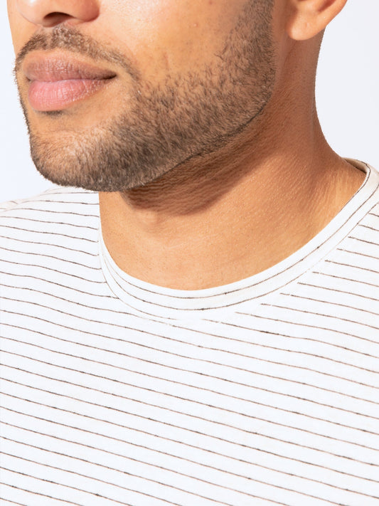 Stripe Triblend Jersey Crew Neck Tee