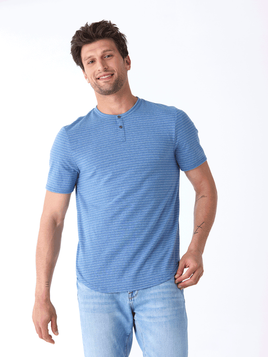 Stripe Triblend Jersey Short Sleeve Henley