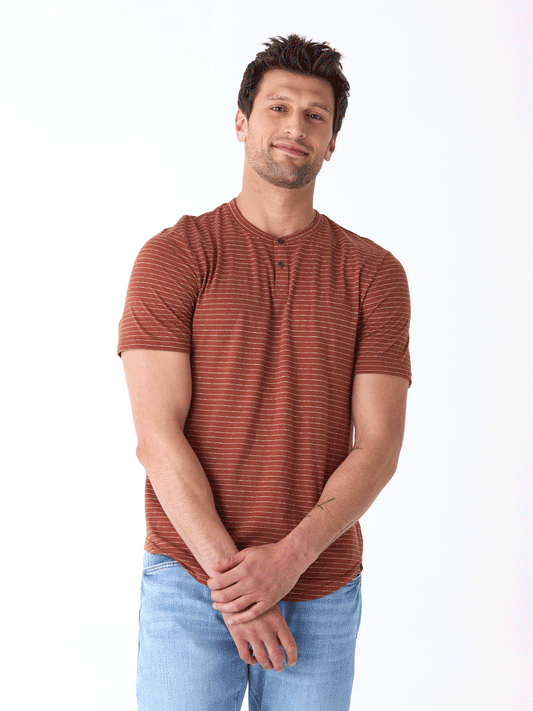 Stripe Triblend Jersey Short Sleeve Henley