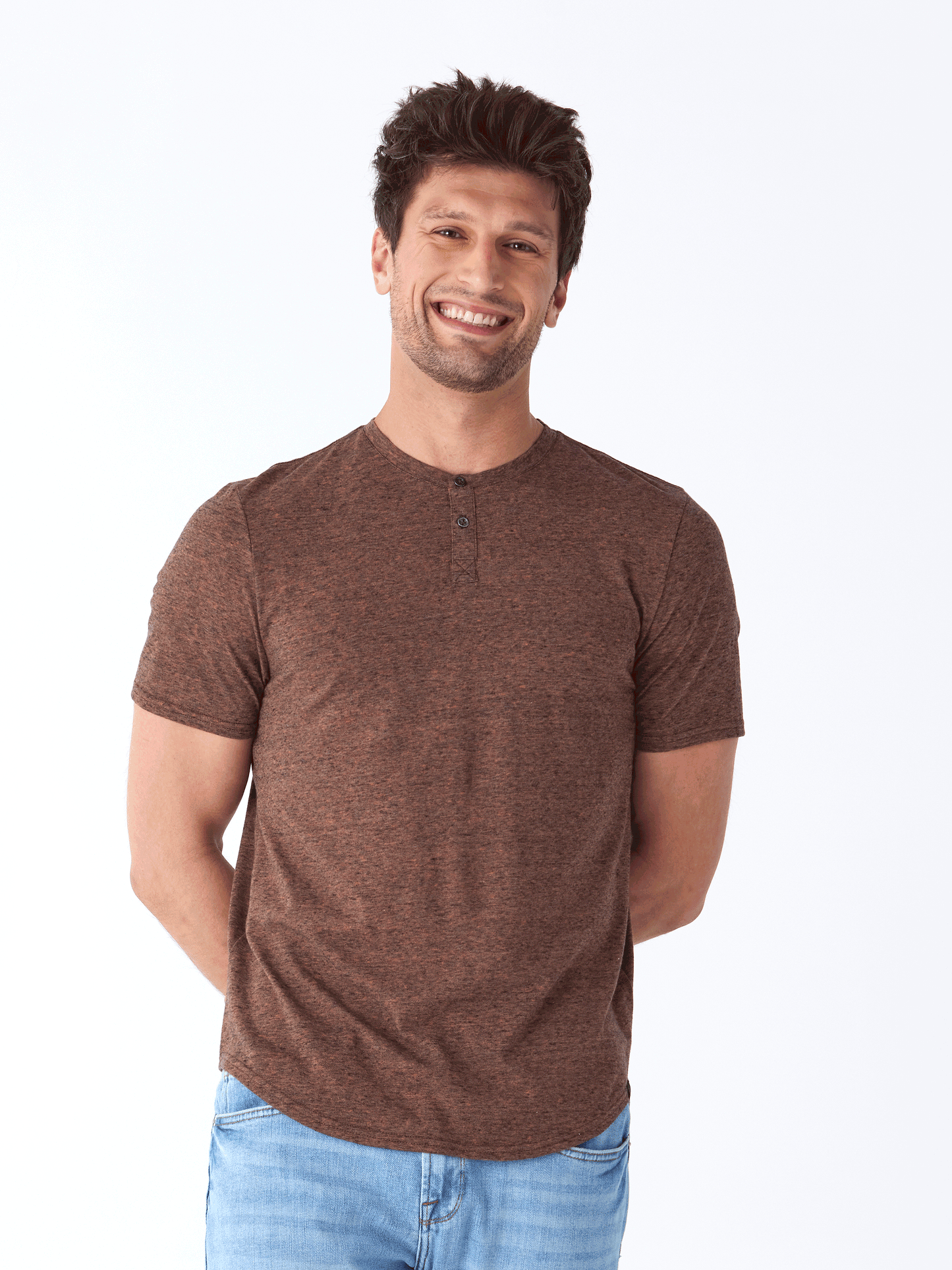 Black Fleck Triblend Henley