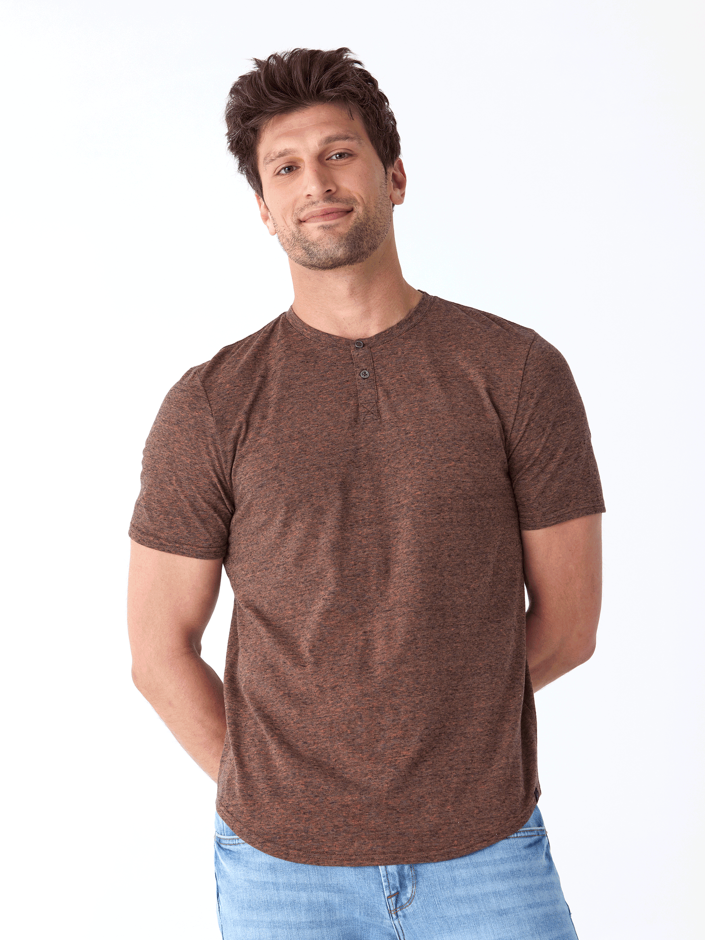Black Fleck Triblend Henley