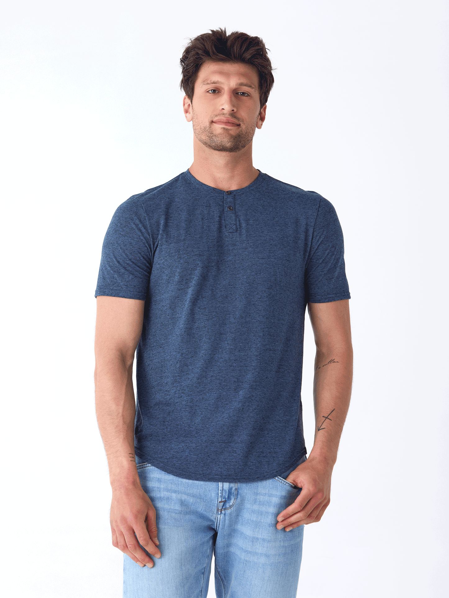 Black Fleck Triblend Henley