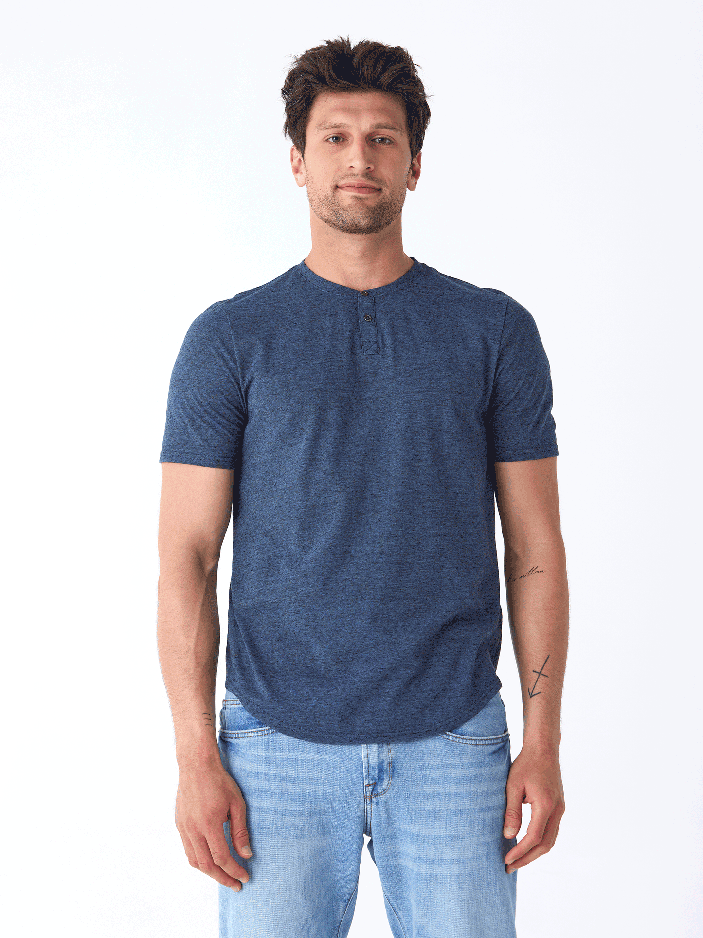 Black Fleck Triblend Henley