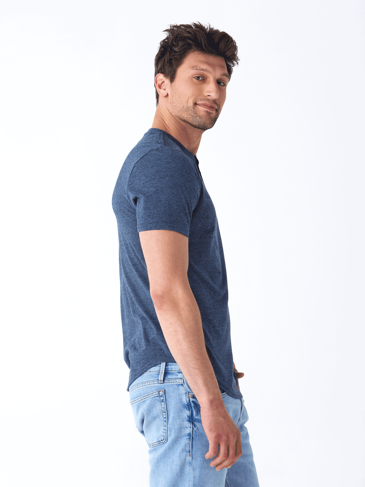 Black Fleck Triblend Henley