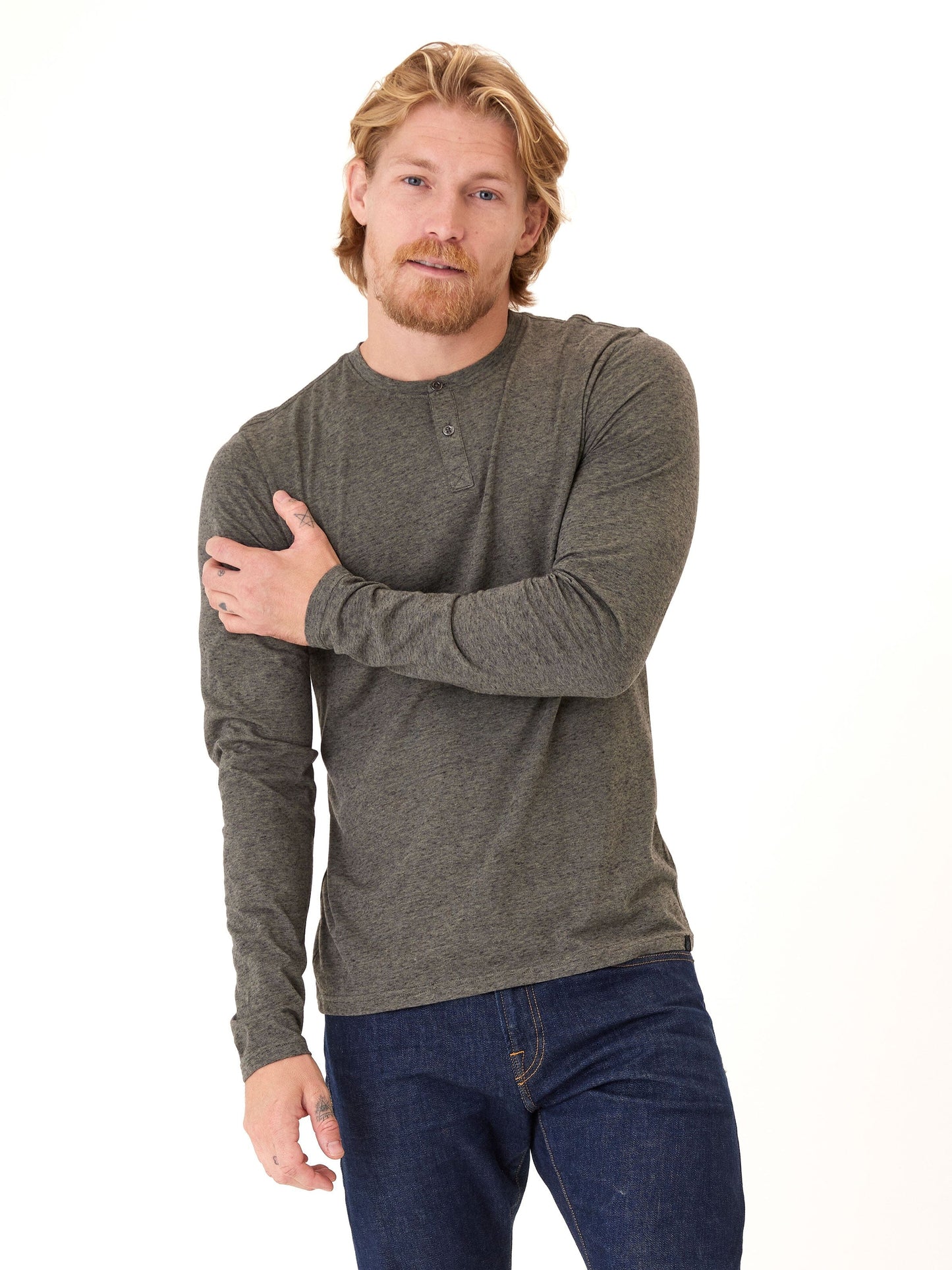 Braeden Black Fleck Long Sleeve Triblend Henley