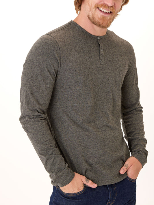 Braeden Black Fleck Long Sleeve Triblend Henley
