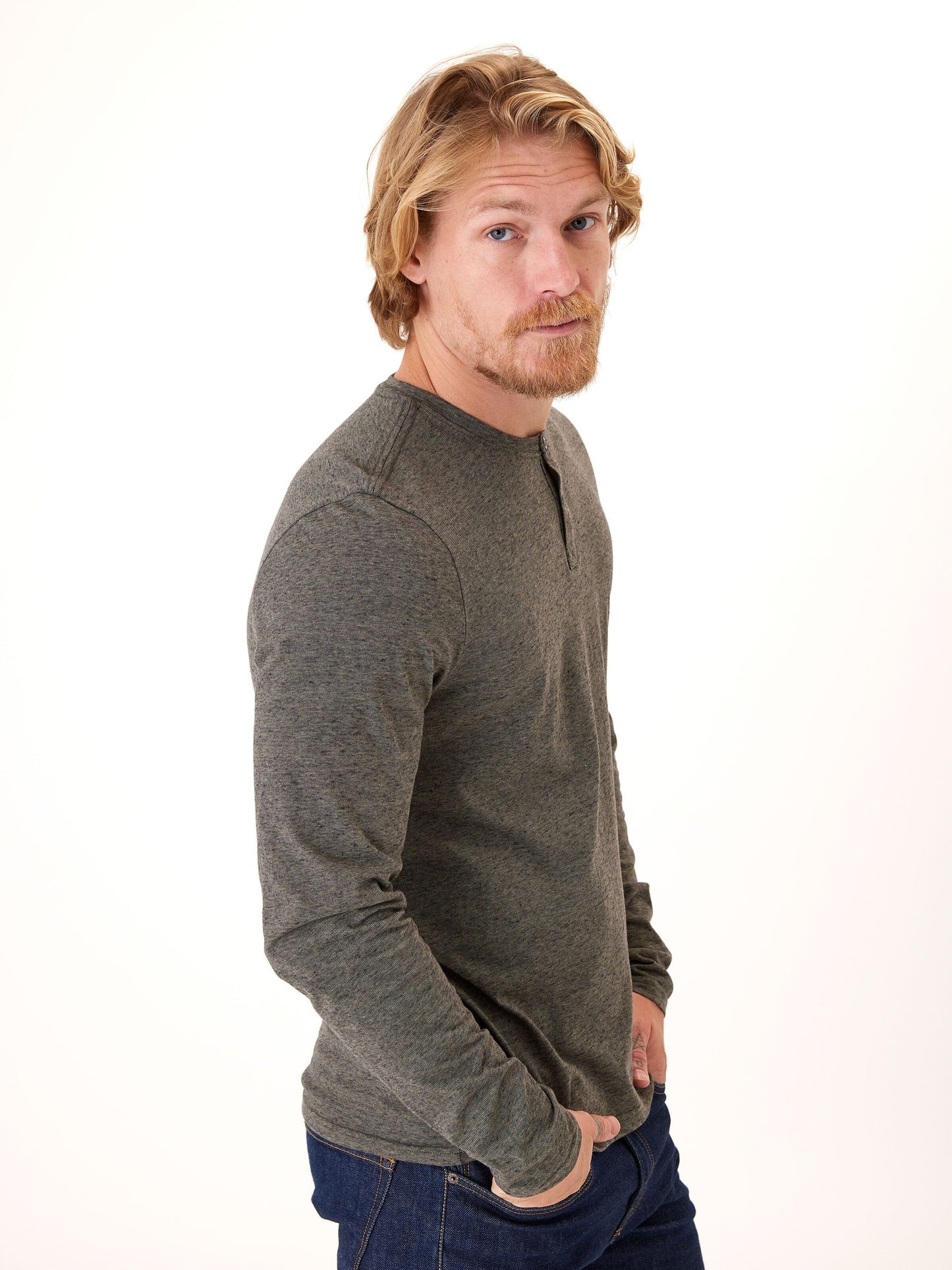 Braeden Black Fleck Long Sleeve Triblend Henley