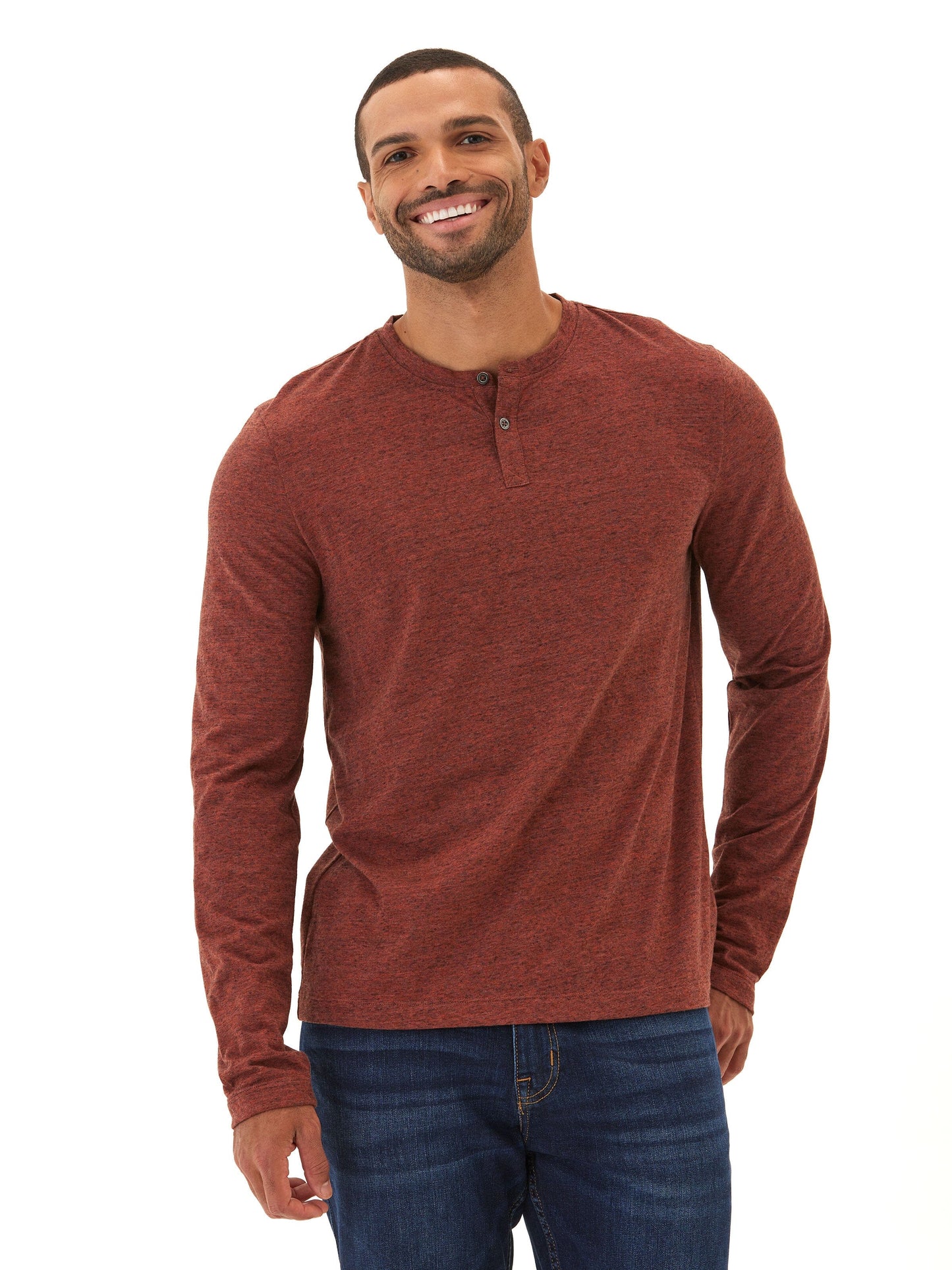 Braeden Black Fleck Long Sleeve Triblend Henley