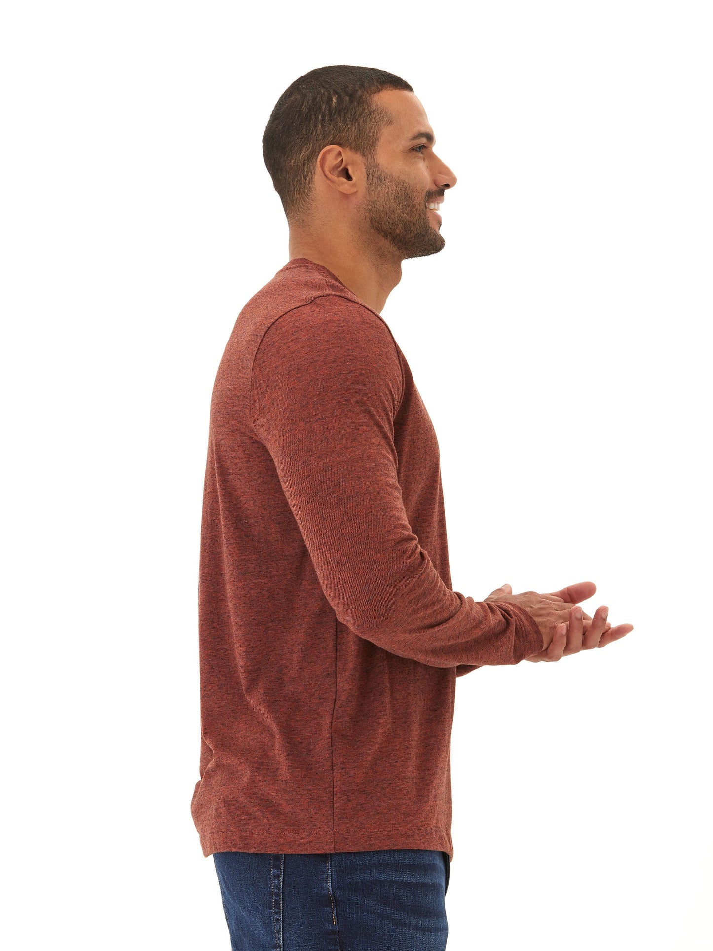 Braeden Black Fleck Long Sleeve Triblend Henley