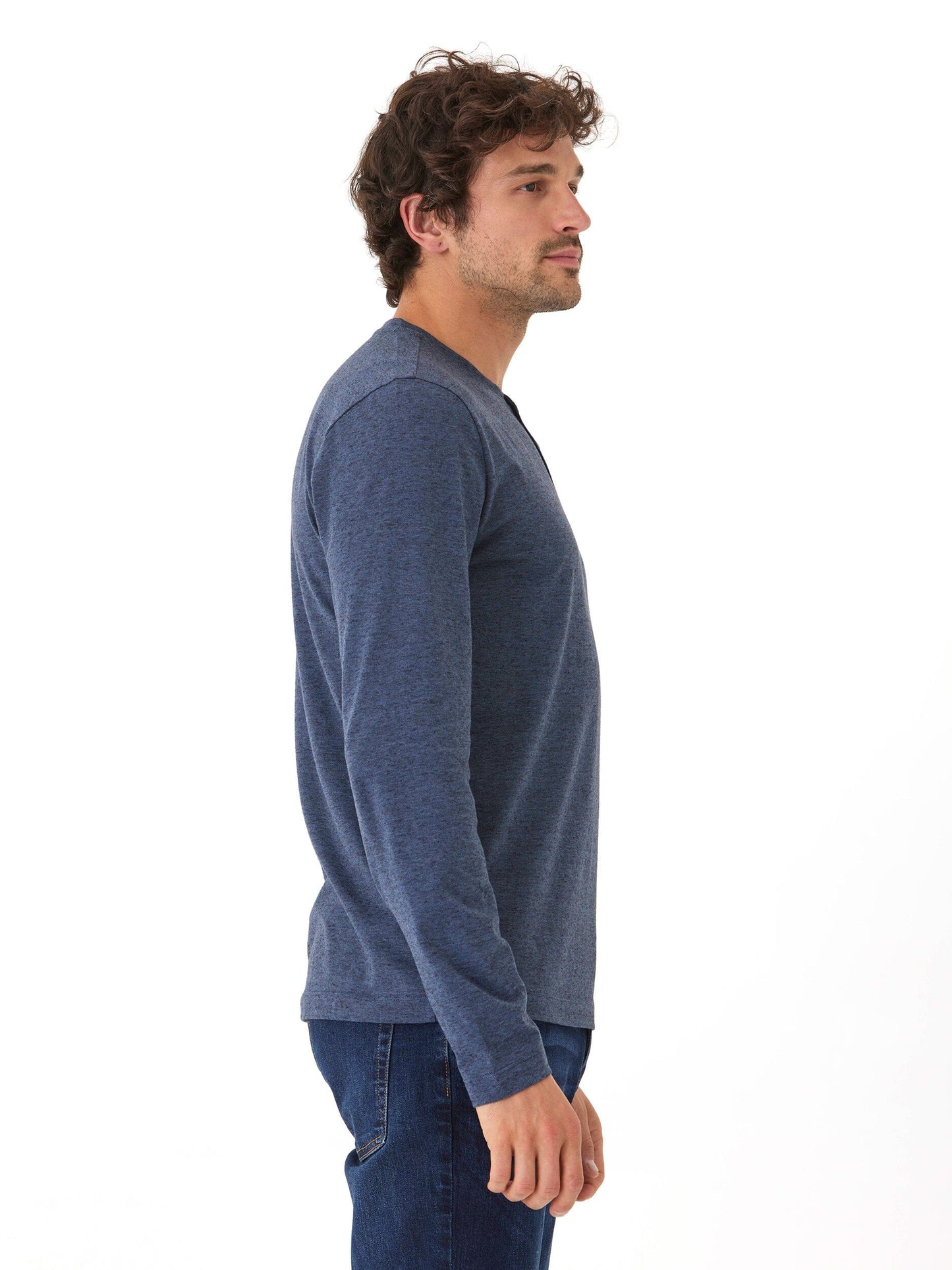 Braeden Black Fleck Long Sleeve Triblend Henley