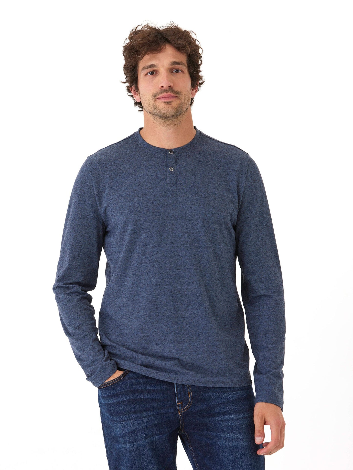 Braeden Black Fleck Long Sleeve Triblend Henley
