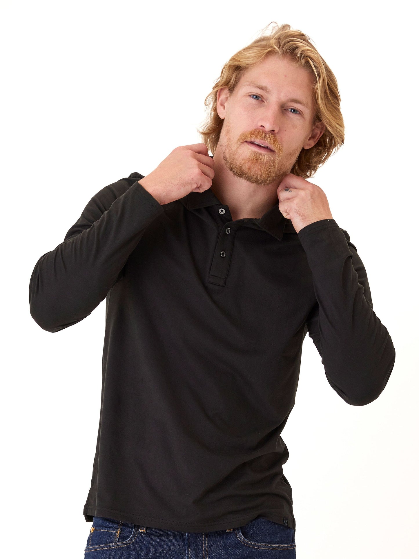 Luxe Jersey Long Sleeve Polo