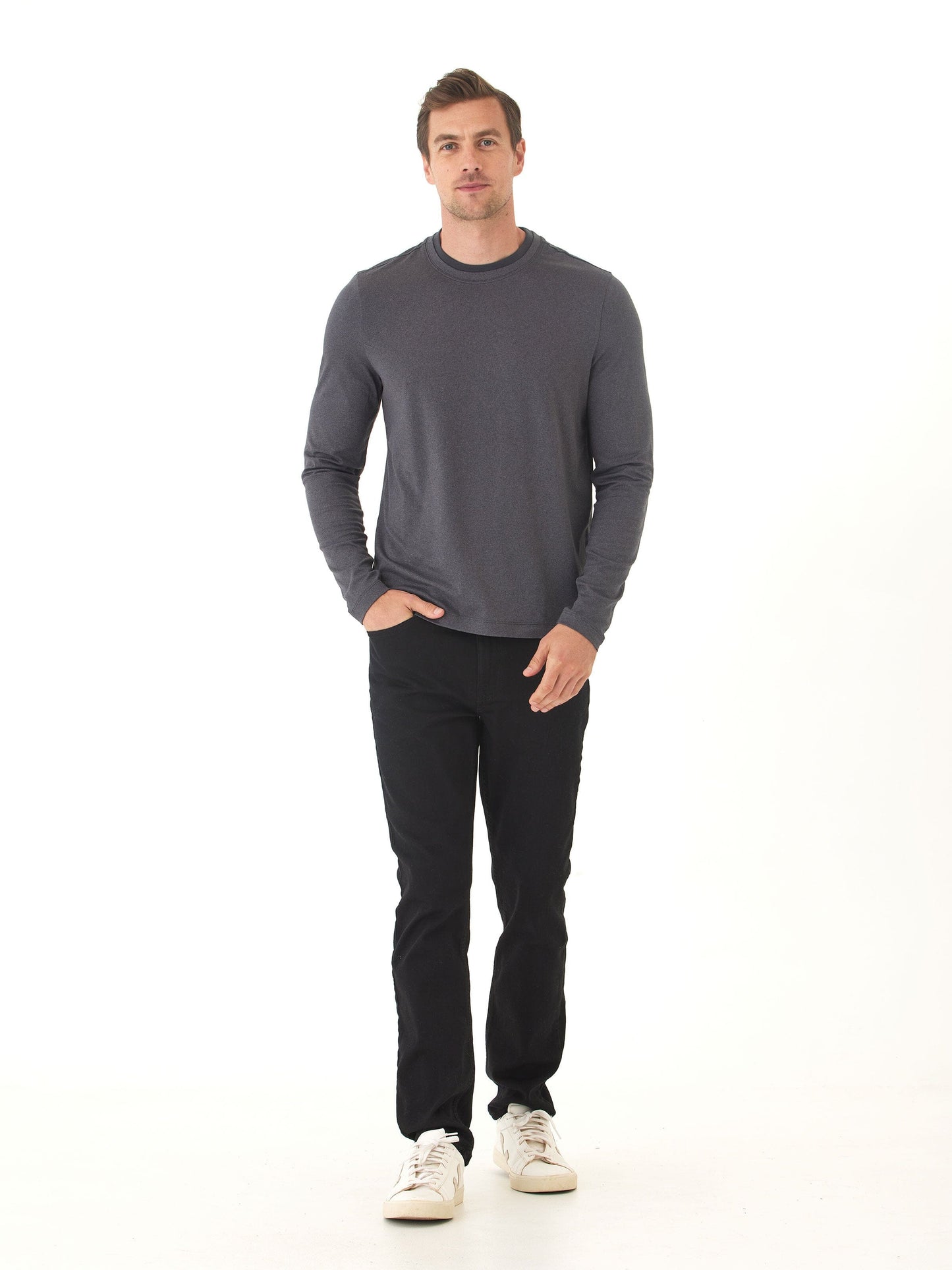 Parker Luxe Jersey Double Rib Long Sleeve Crew