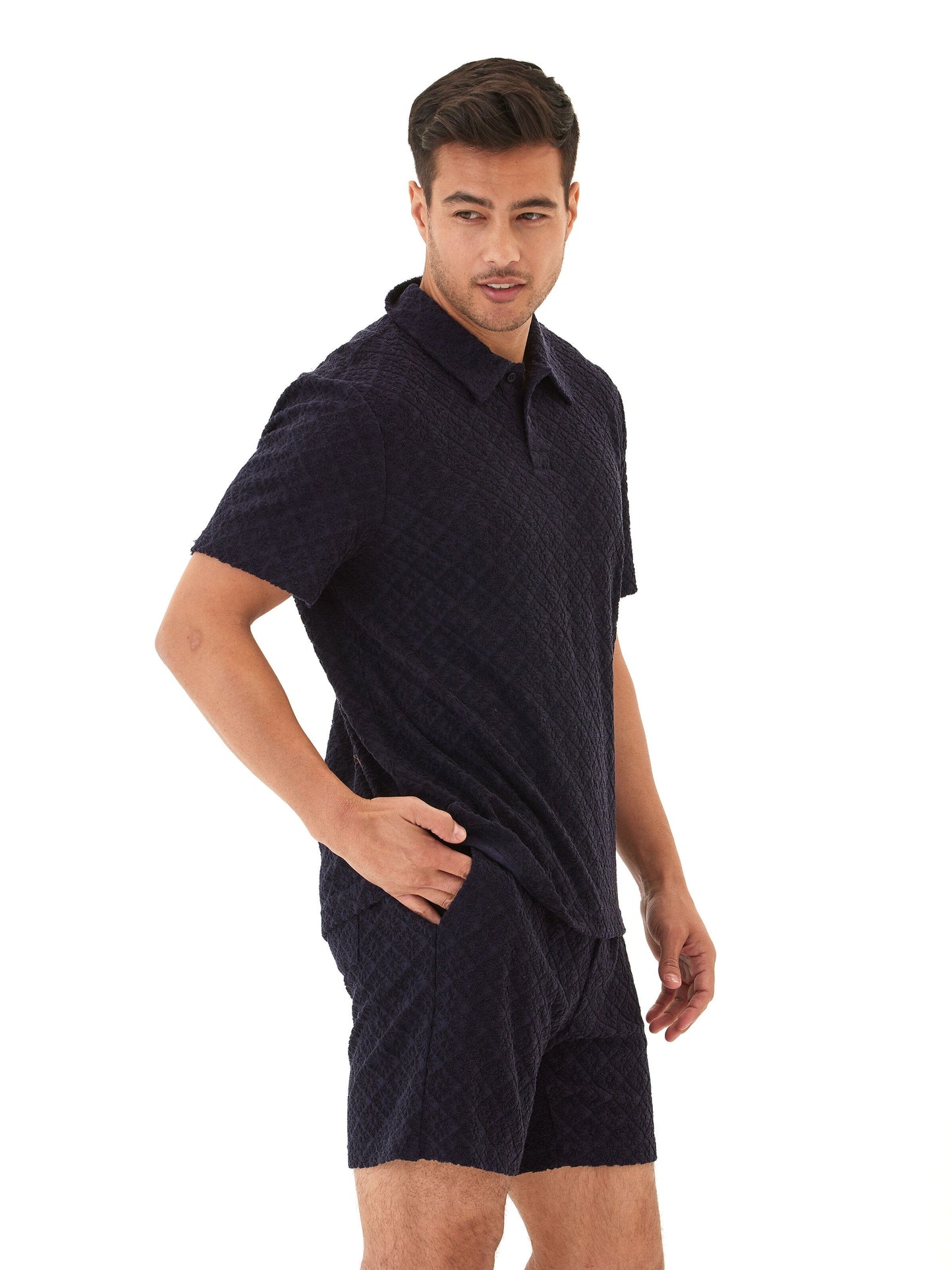 Darryn Jacquard Terry 2-Button Polo
