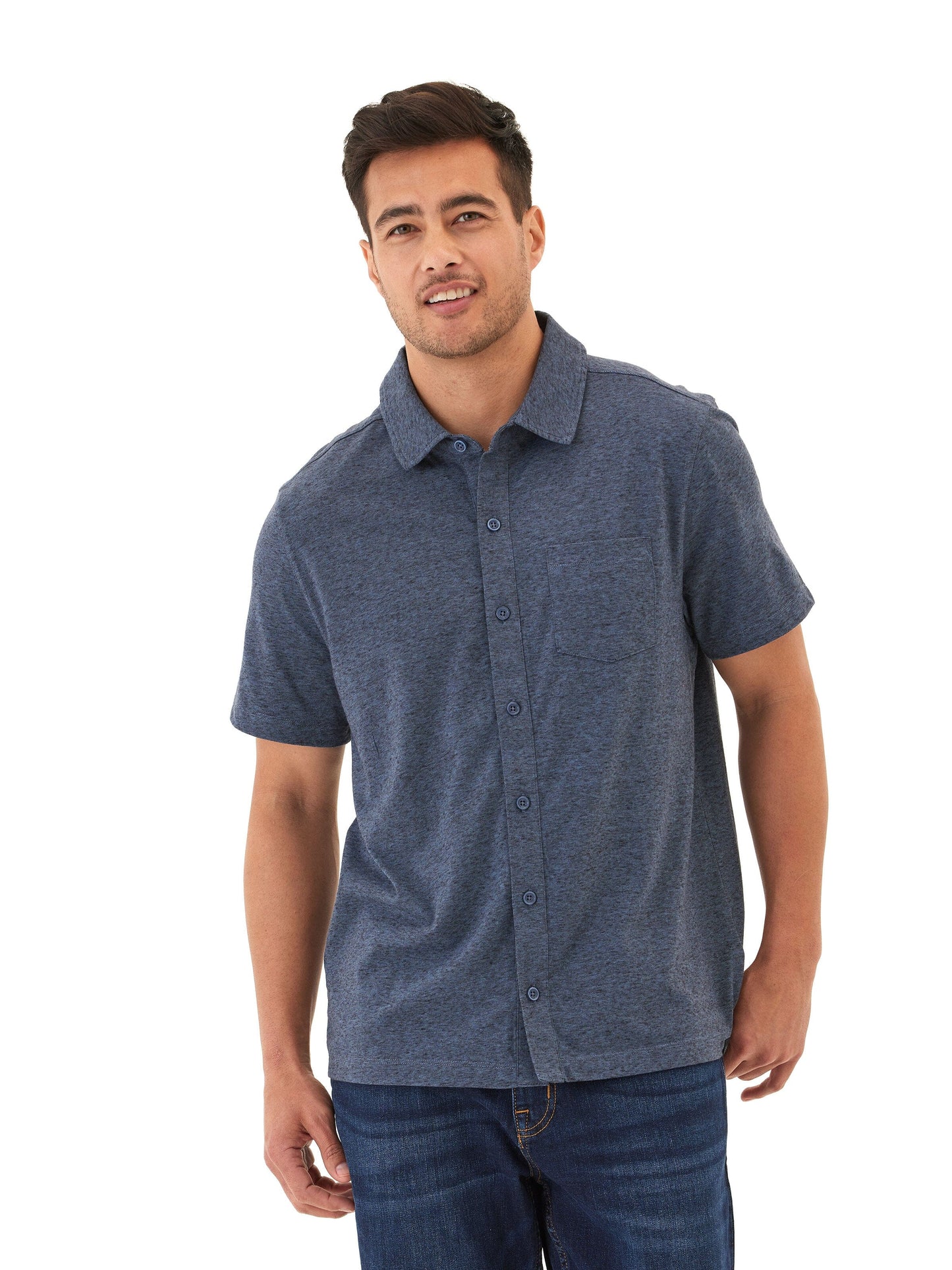 Paxton Black Fleck Triblend Button-Down Pocket Shirt