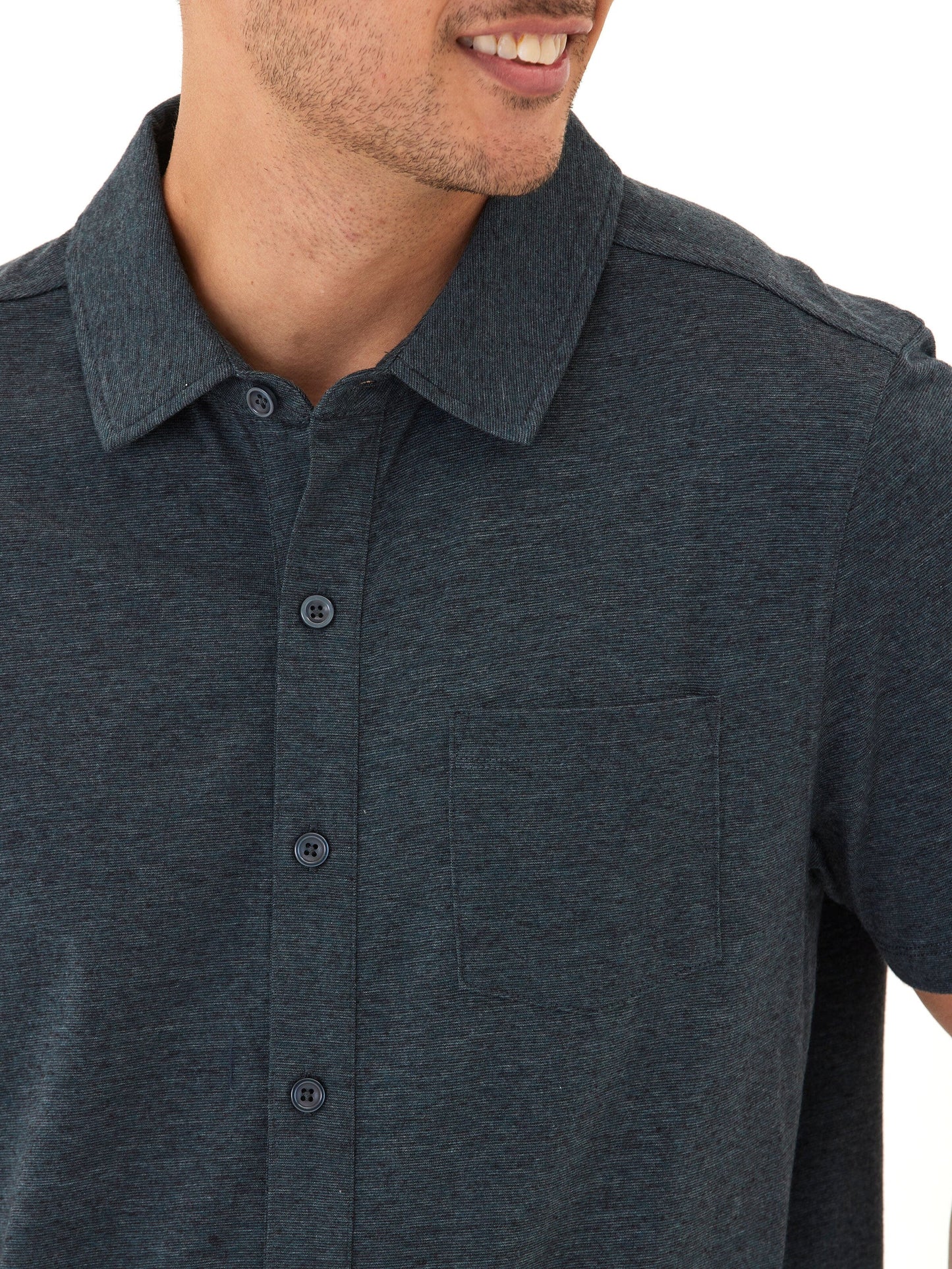 Paxton Black Fleck Triblend Button-Down Pocket Shirt