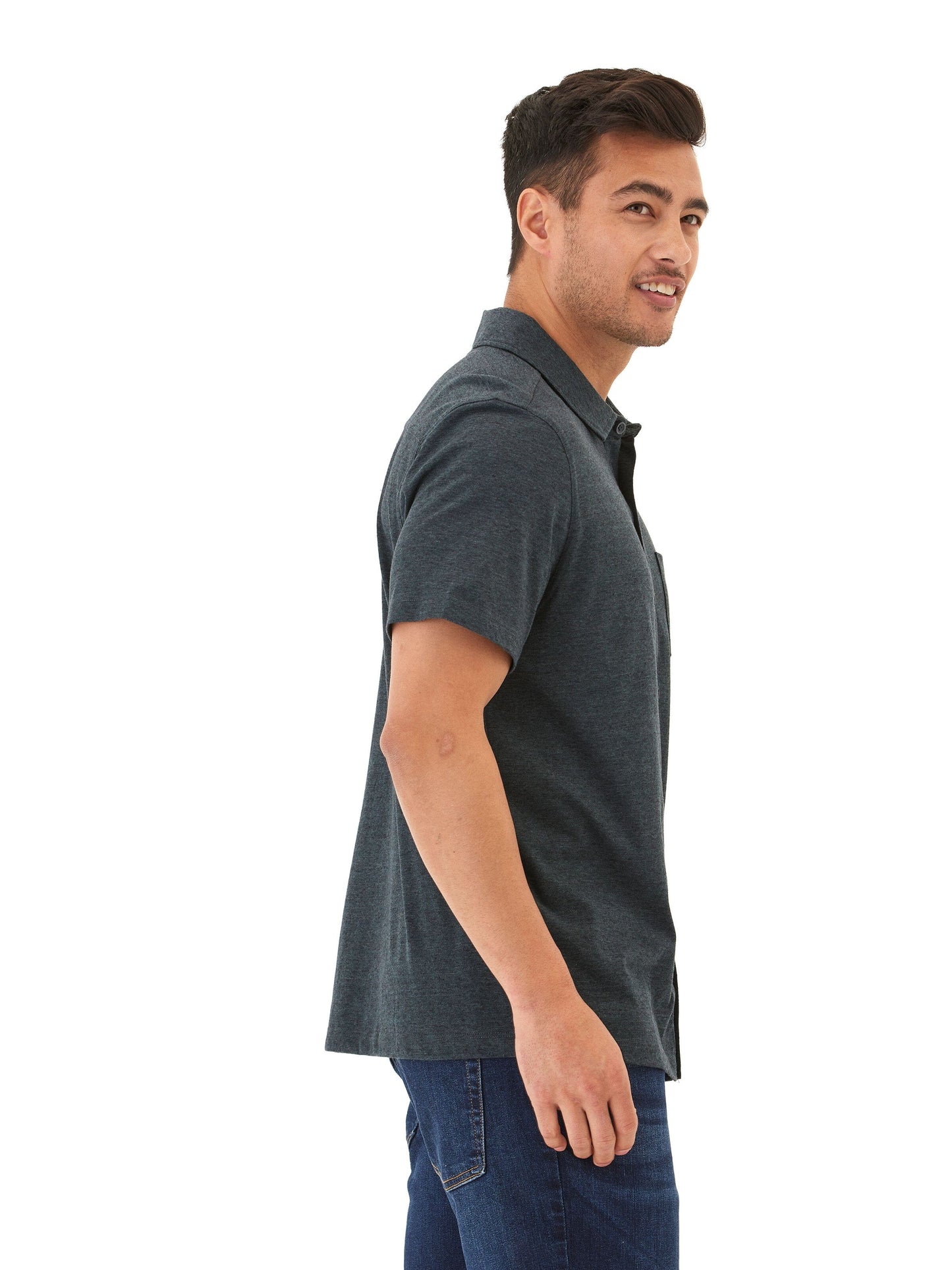 Paxton Black Fleck Triblend Button-Down Pocket Shirt