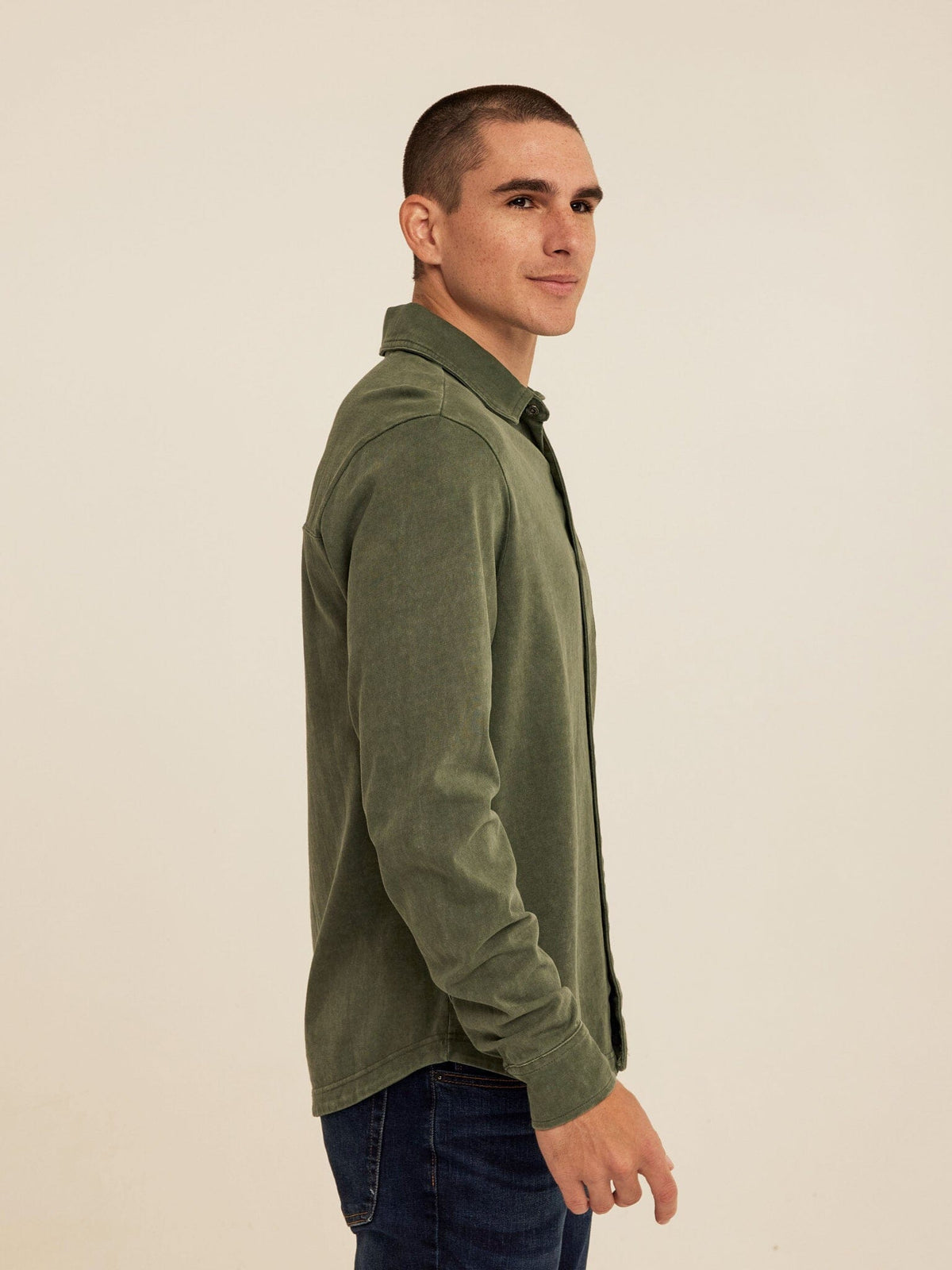 Dorian Mineral Wash Mediumweight Jersey Button-Down