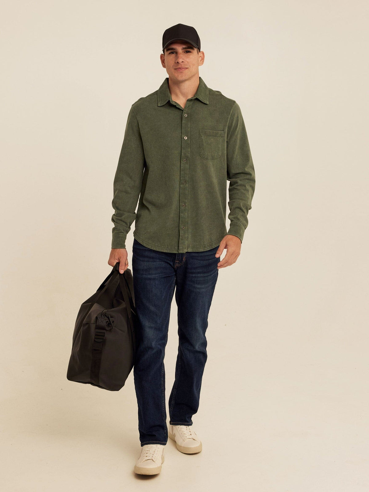 Dorian Mineral Wash Mediumweight Jersey Button-Down