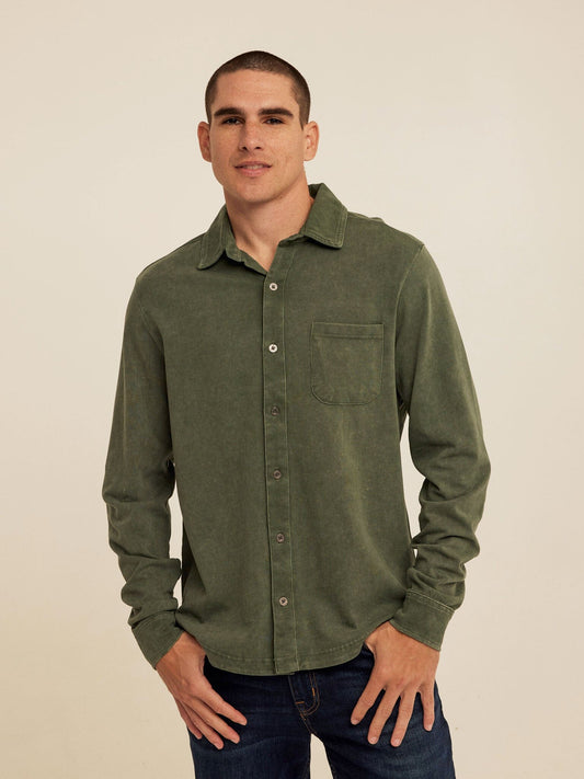 Dorian Mineral Wash Mediumweight Jersey Button-Down