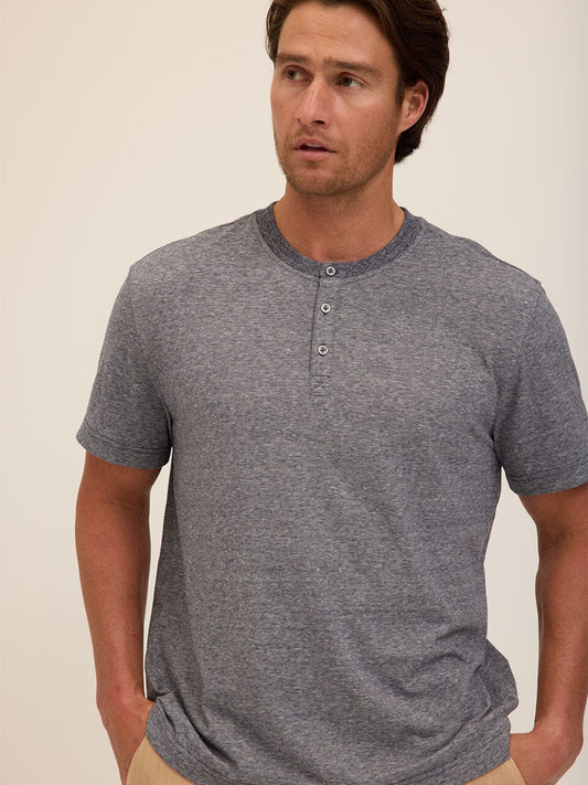 Carlos Light Fleck Jersey 3-Button Henley