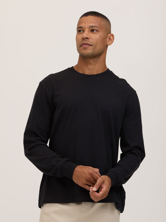 Bowery Essential Cotton Jersey Relaxed Fit Long Sleeve Tee