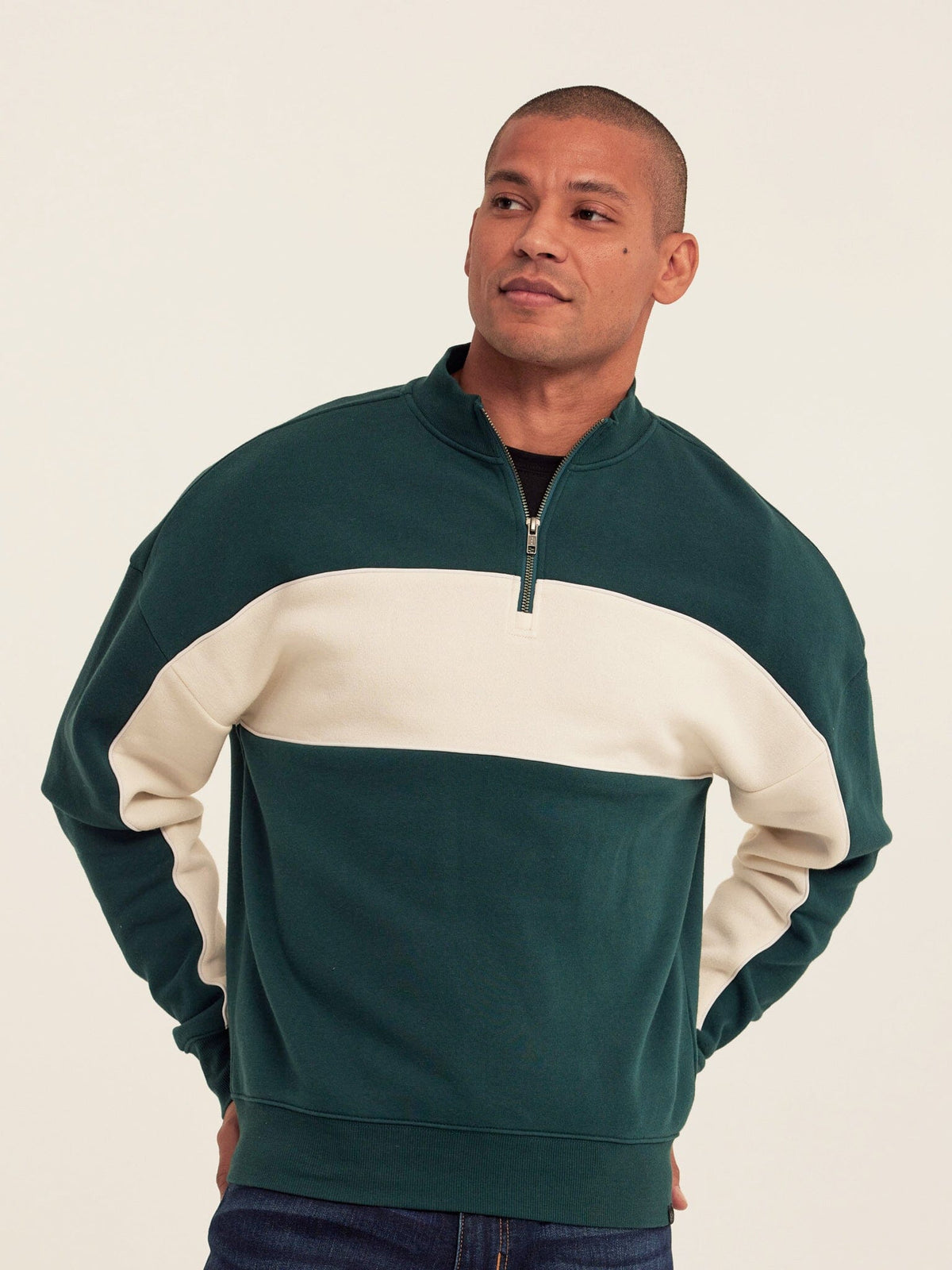 Angus CVC Fleece Colorblock Half Zip