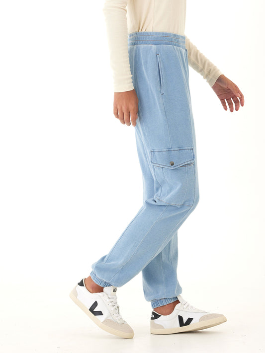 Daphnie Denim Terry Cargo Jogger