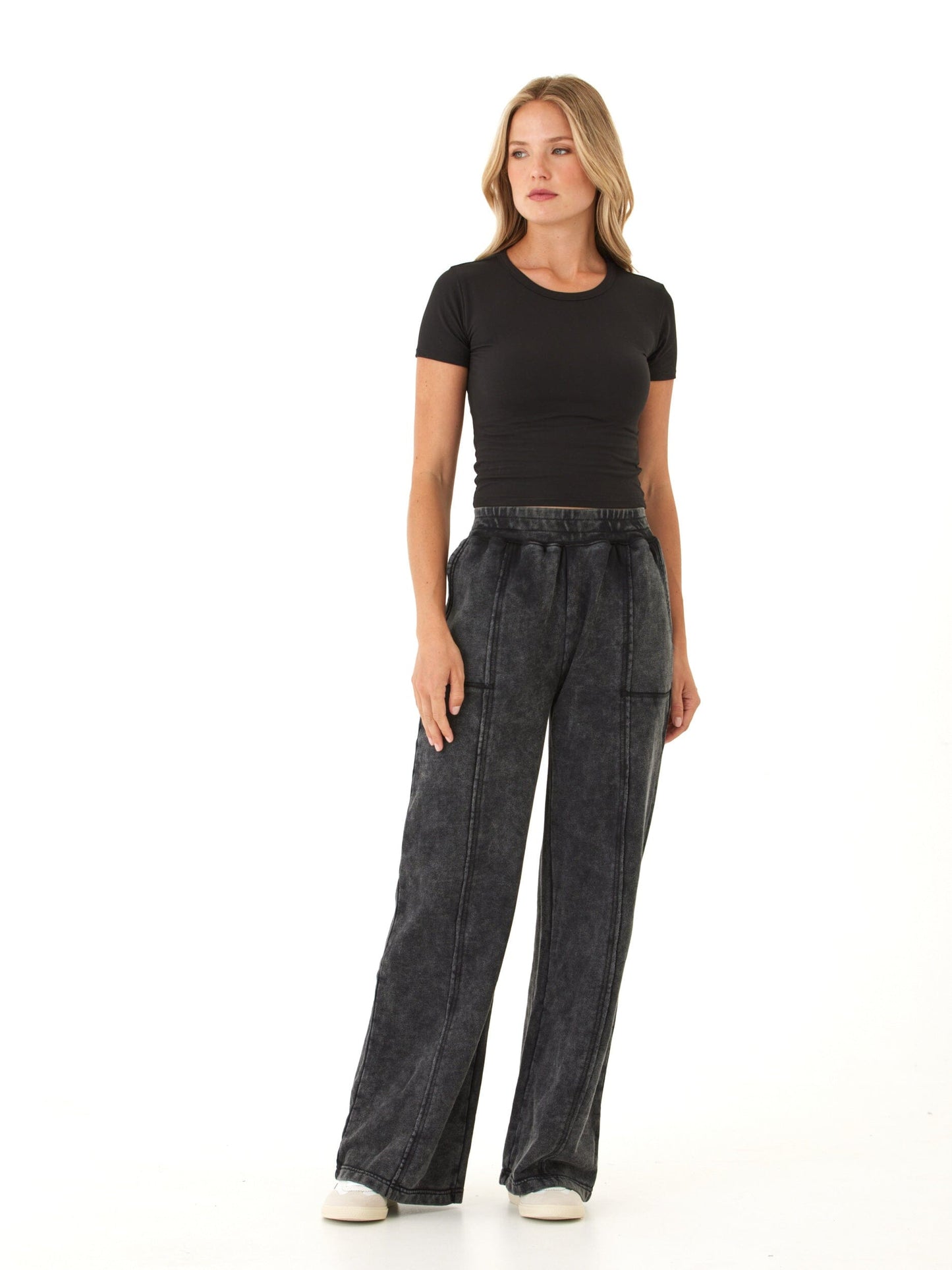 Hester Mineral Wash Terry Wide Leg Pant