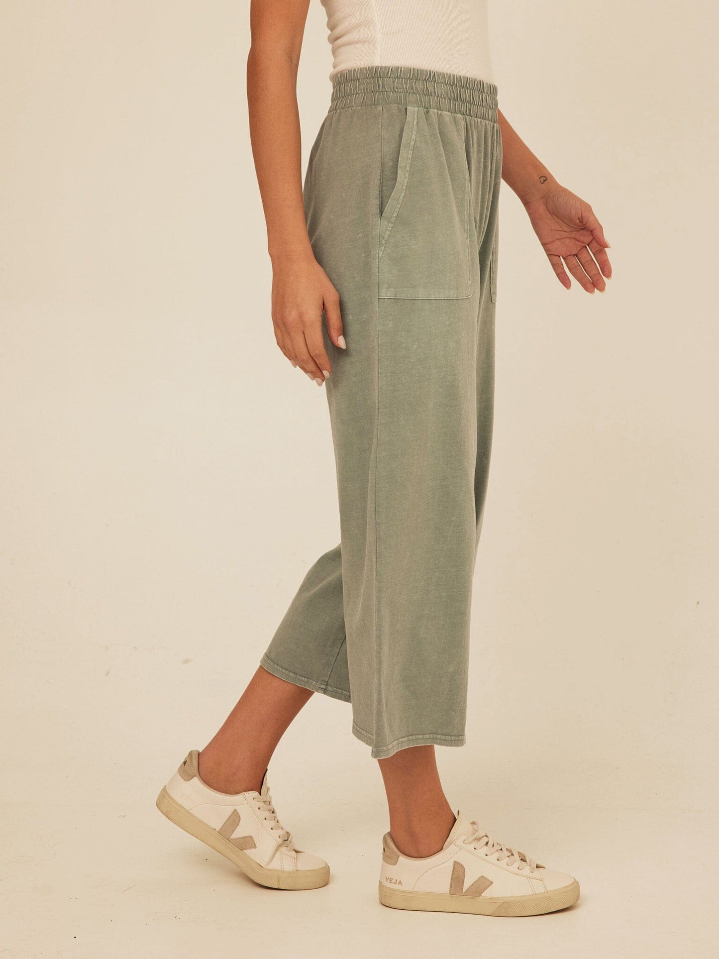 Alva Mineral Wash Eco Jersey Wide Leg Capri Pant