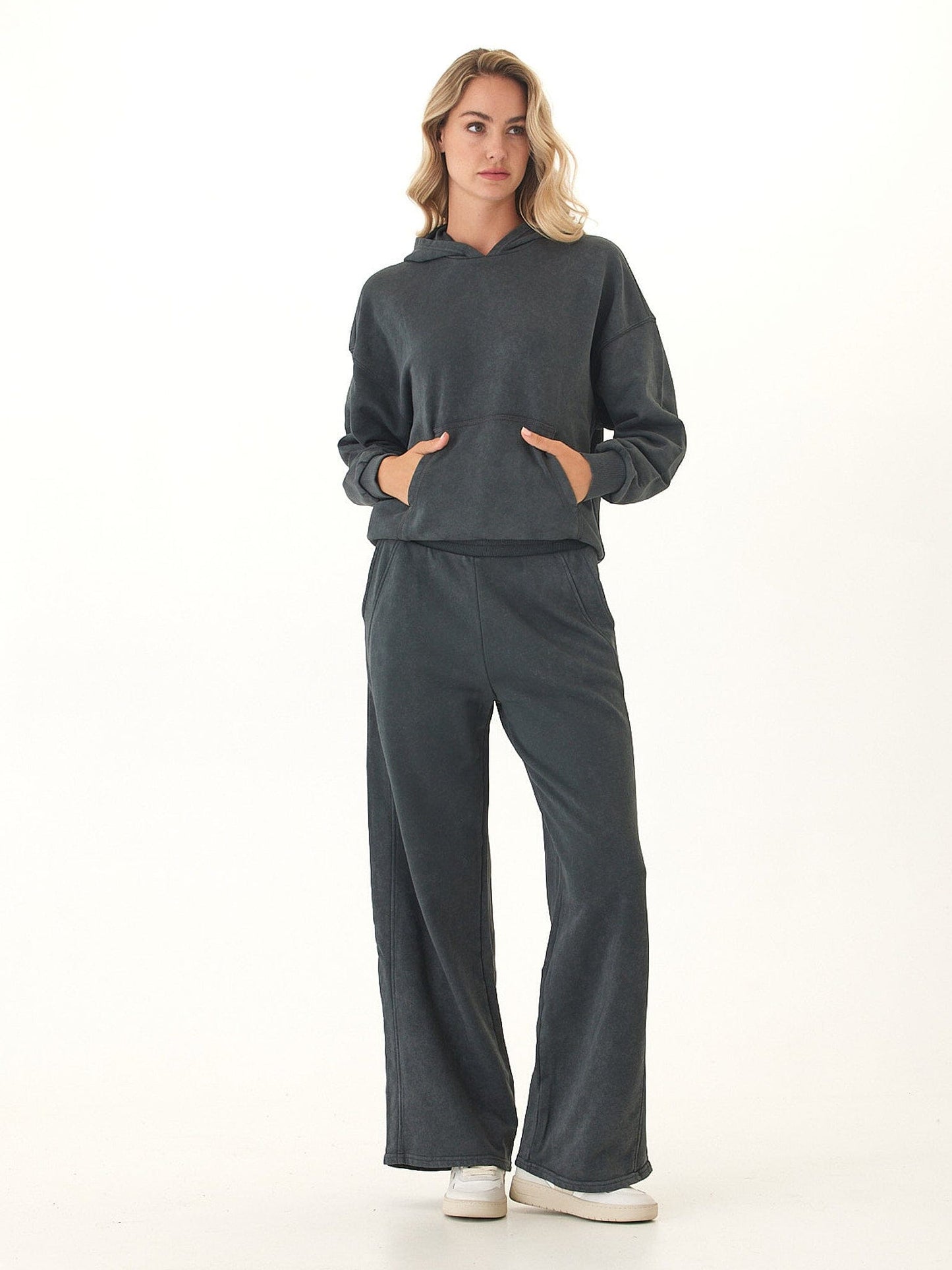 Esmeralda Mineral Wash Cotton Terry Wide Leg Pant