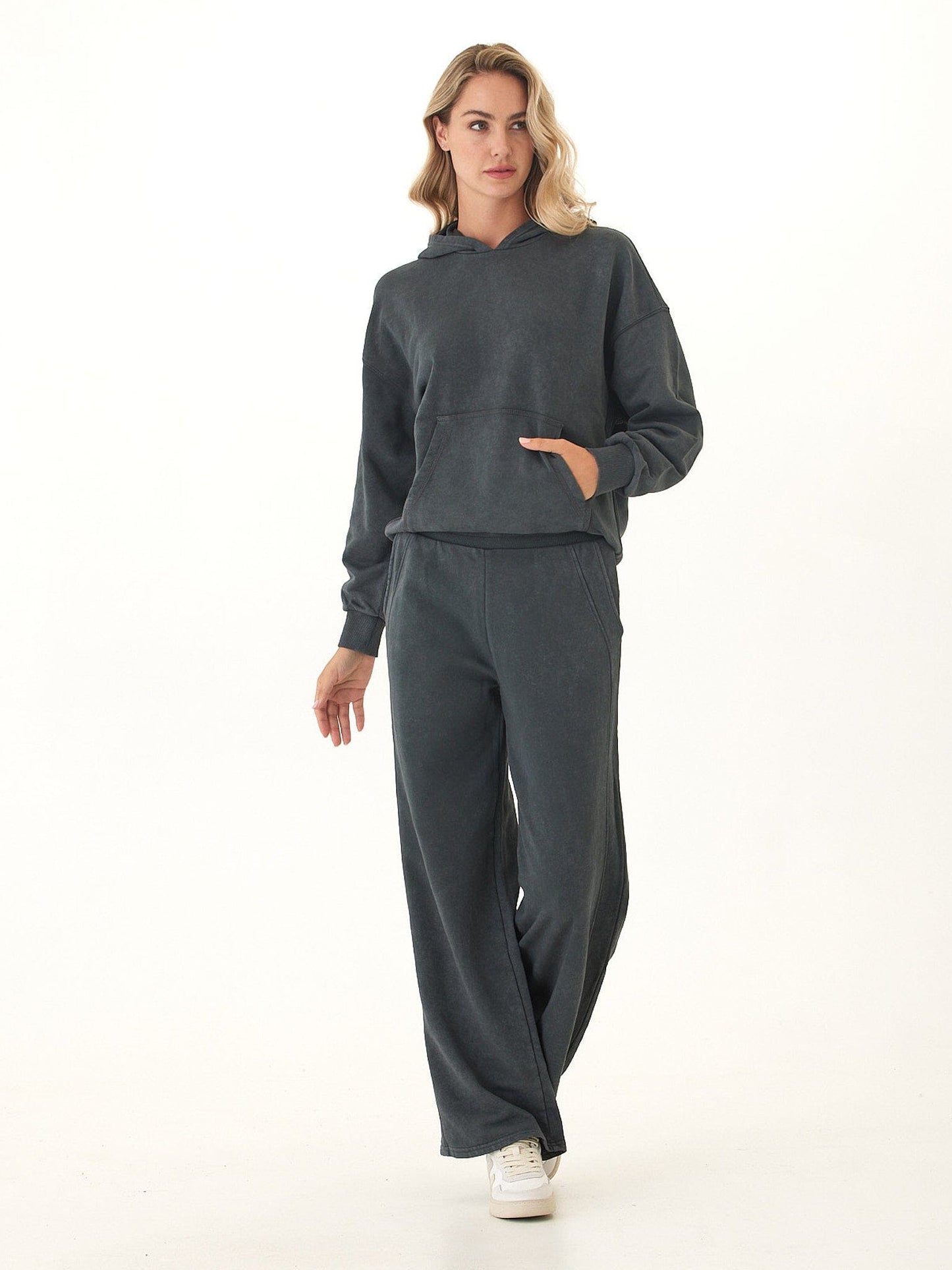 Esmeralda Mineral Wash Cotton Terry Wide Leg Pant