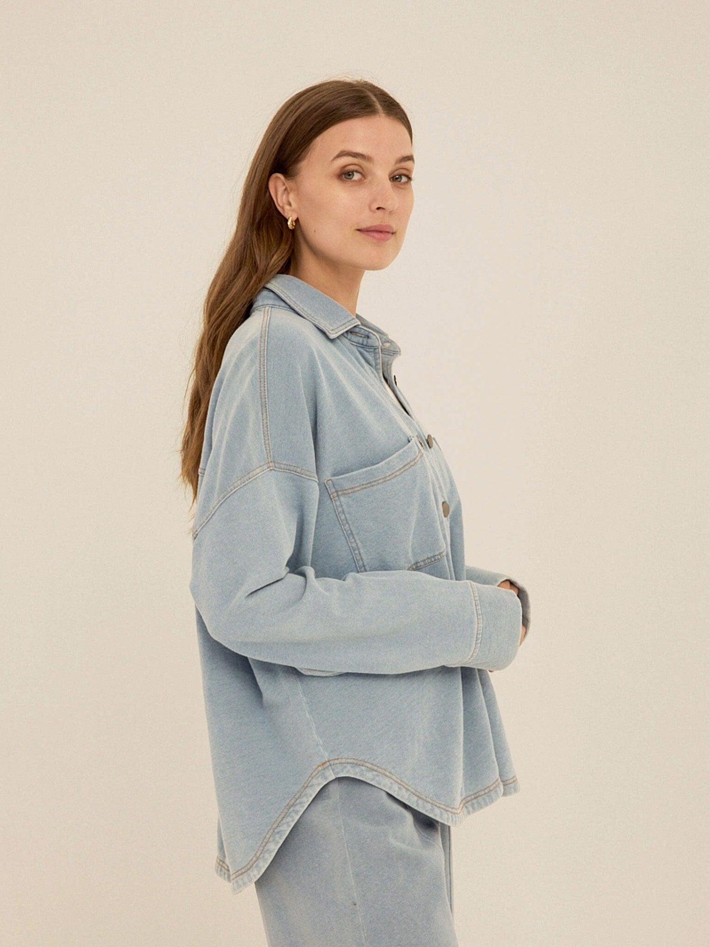 Blaire Denim Terry Button-Down