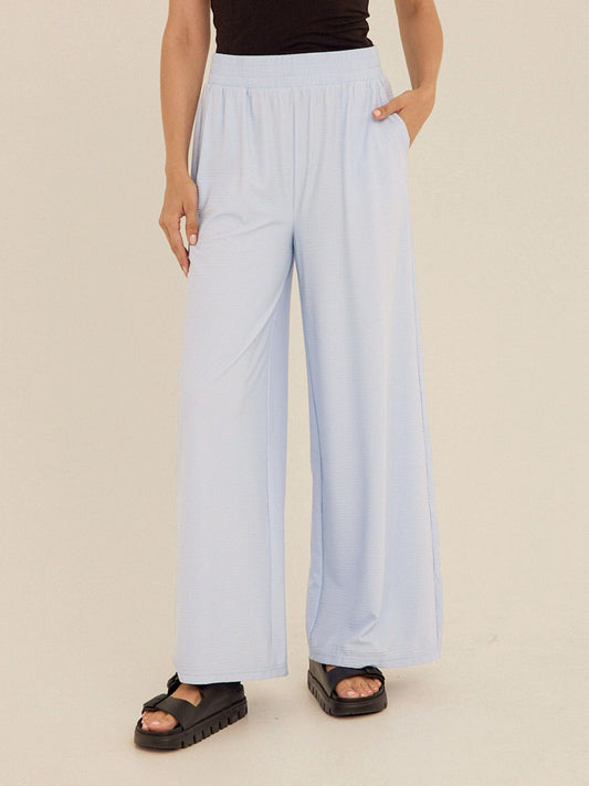Phaedra Stretch Seersucker Wide Leg Pant